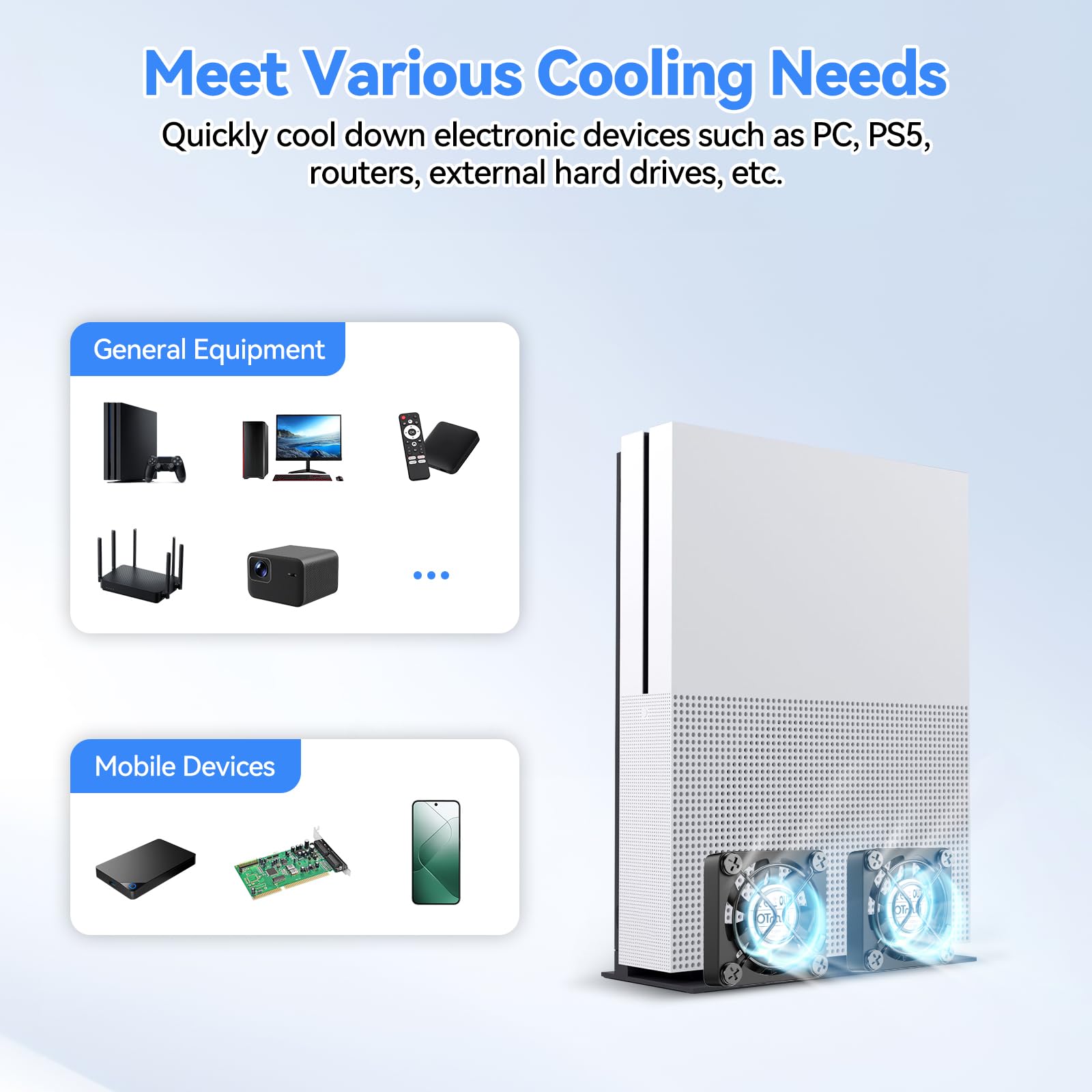 OTraki Nero Mini Ventilatore 40 x 40 x 10mm Doppio USB Ventola Portatile Compatto con 3 Velocità Regolabili per PS5 PC Laptop