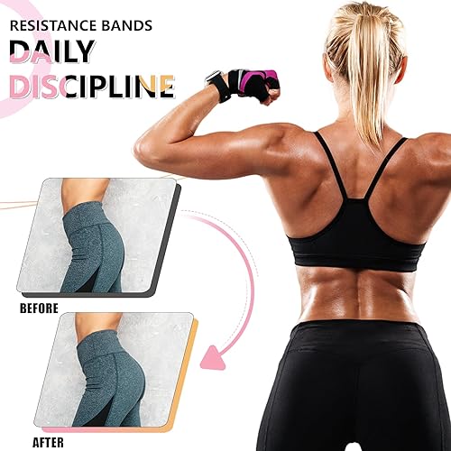 Miniatura 4 de Bandas de ejercicio, bandas de resistencia de tela de 3 niveles para entrenamiento, bandas de entrenamiento de resistencia para mujeres y hombres,