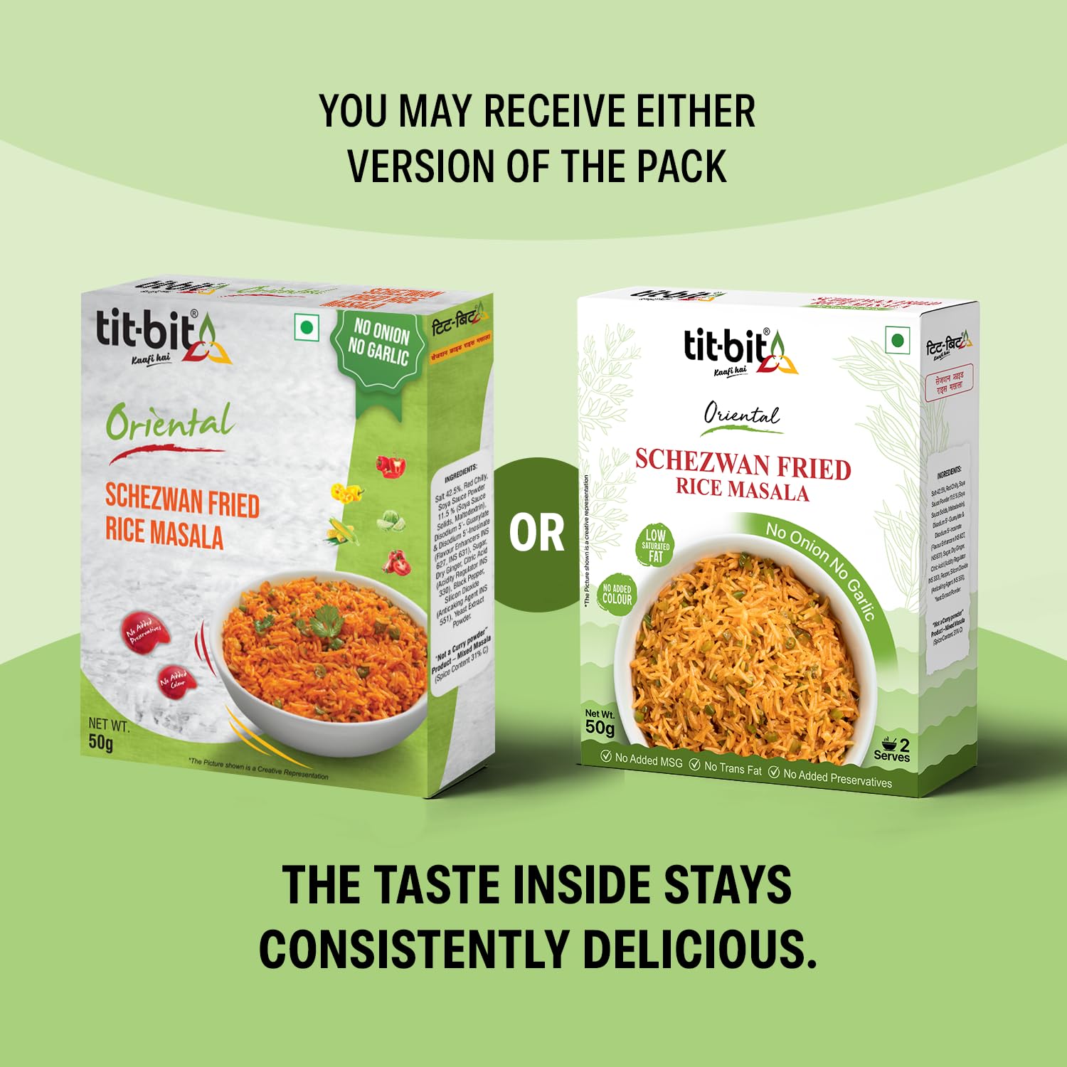 Tit-Bit Oriental - No Onion No Garlic Veg Manchurian Masala, Schezwan Fried Rice Masala, Tomato, Sweet Corn & Manchow Soup - Quick & Easy to Make - Pack of 5 (250g) 3