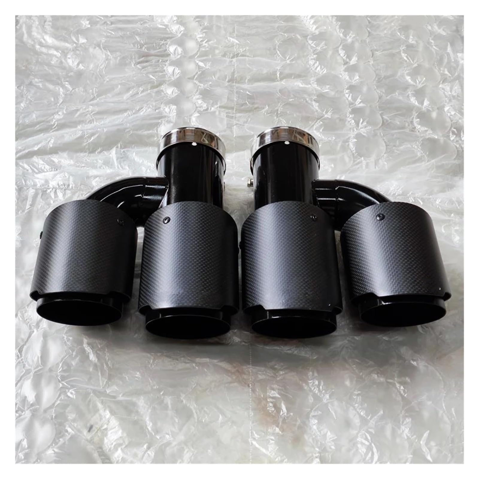 Auspuffblenden 2 Stück H-Typ Dual Car Universal-Auspuffspitzen Matt Schwarz Edelstahl Doppelausgang Auspuffrohre Schalldämpfer Endrohr Auspuffendrohr(ID 63MM-OD 101MM)