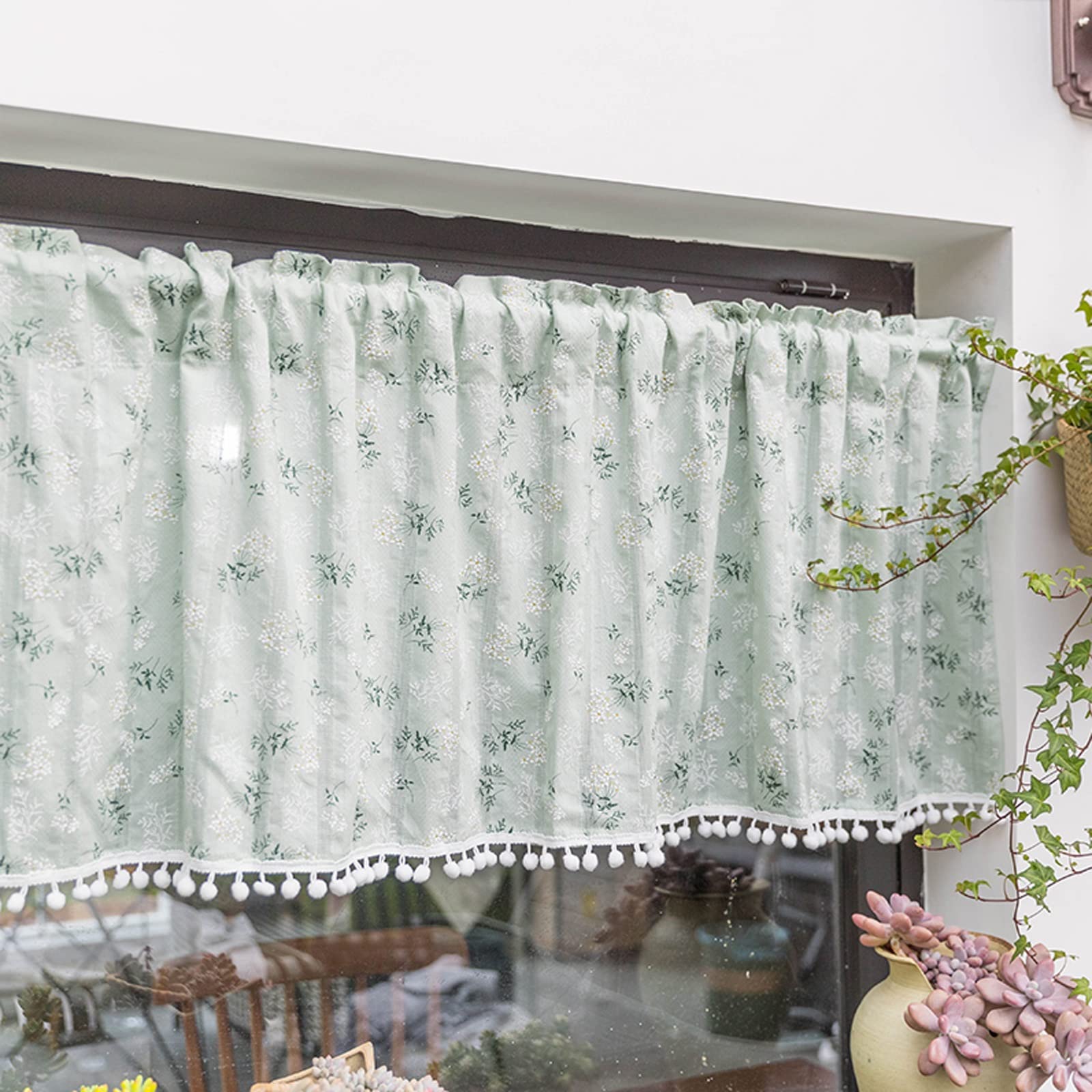 Cortina corta para ventana de cocina de estilo vintage suave