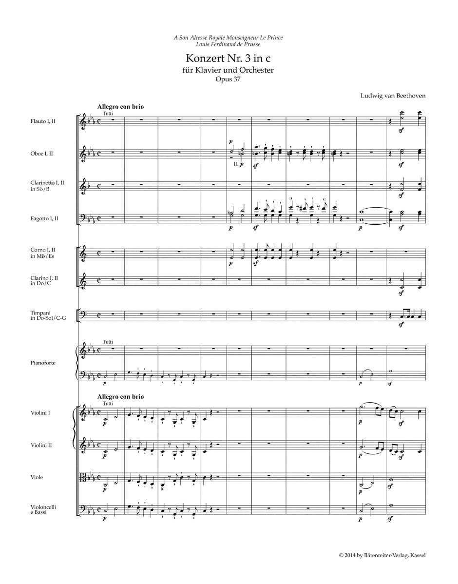 Beethoven: Piano Concerto No. 3 in C Minor, Op. 37 (Study Score) - Image 2