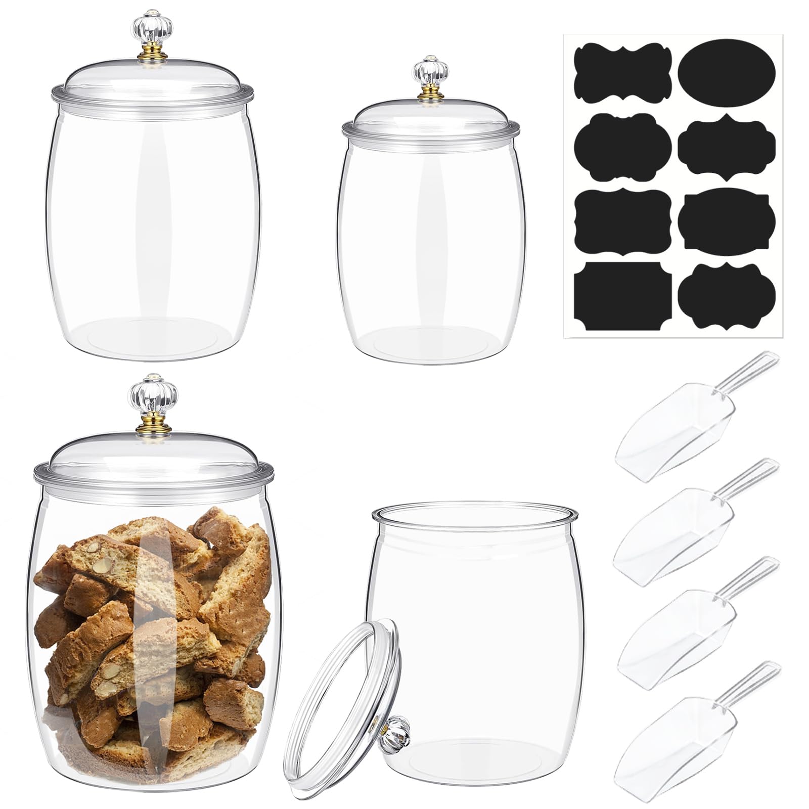 4 Pcs 64 oz 90 oz Candy and Cookie Jar with Lids 4 Scoops Plastic Jars Decorative Apothecary Jars Candy Buffet Containers Clear Can Airtight Food Storage Canister for Home Decoration Supplies