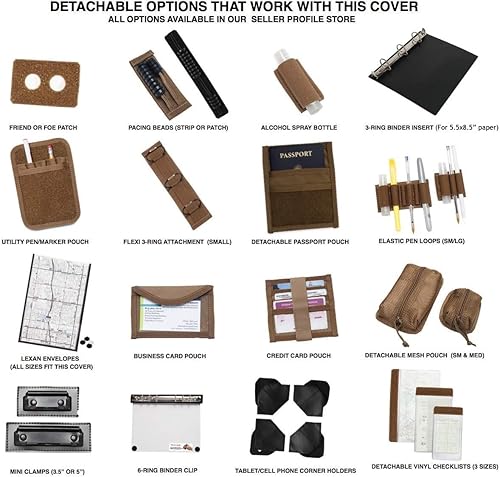 Vista 3 de Cubierta táctica de 3 anillas para papel de 5.5 x 8.5, funda de carpeta de administración de campo militar, con cremallera