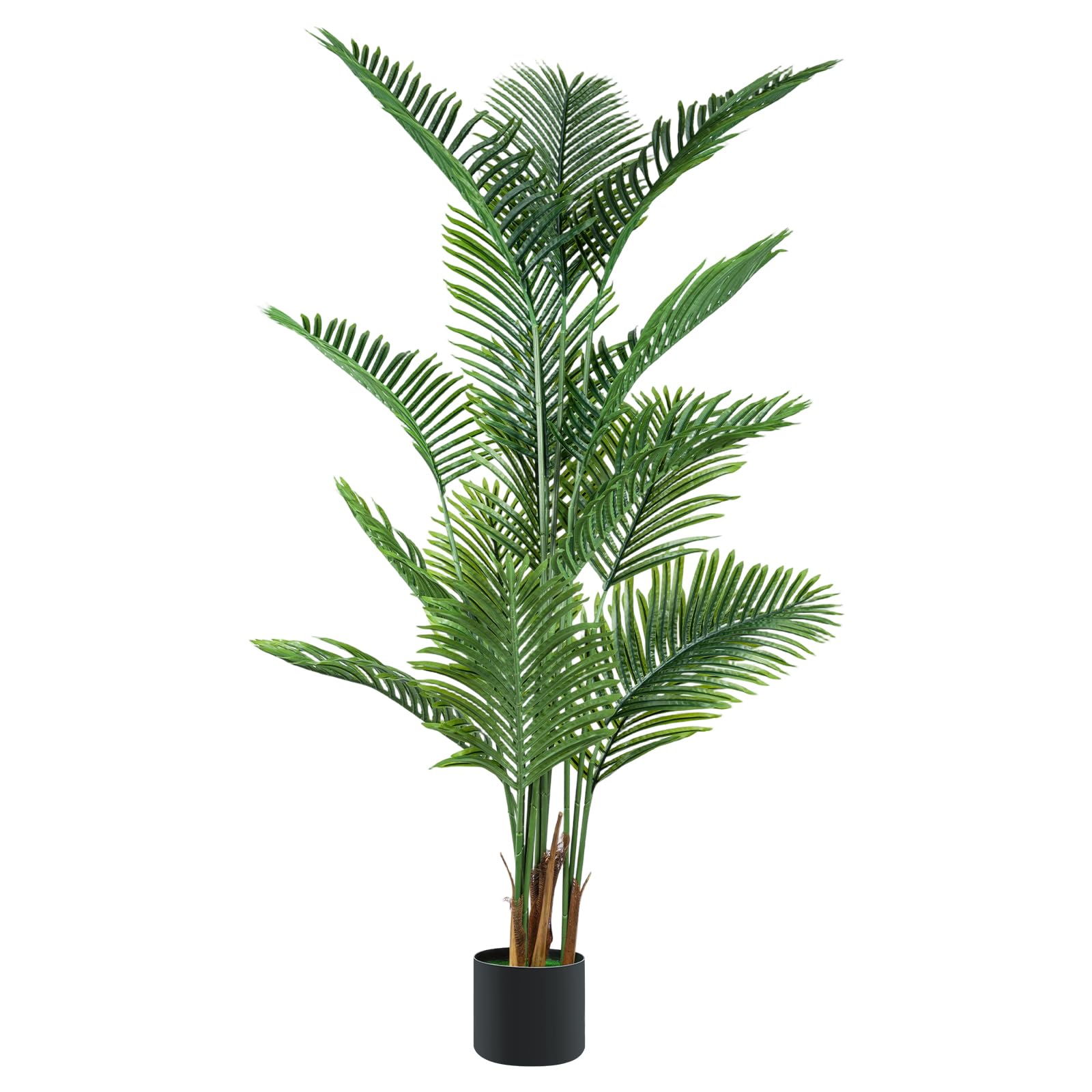 Hohe künstliche Palme für Innenräume – Lebensechter Areca-Baum mit realistischen grünen Blättern; große künstliche Tropenpflanze im schwarzen Topf für Zuhause, Büro, Wohnzimmer, Schlafzimmer