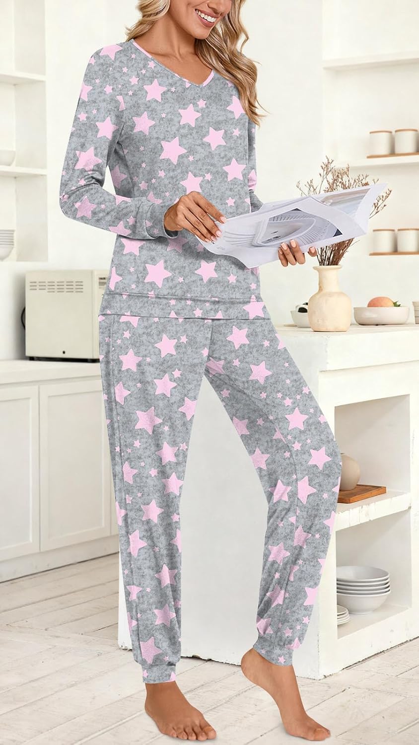 Anydoll Womens Pajamas Sets 2 Piece Lounge Set Long Sleeve Pjs Fall Joggers Pants Sleepwear with Pockets - Image 3
