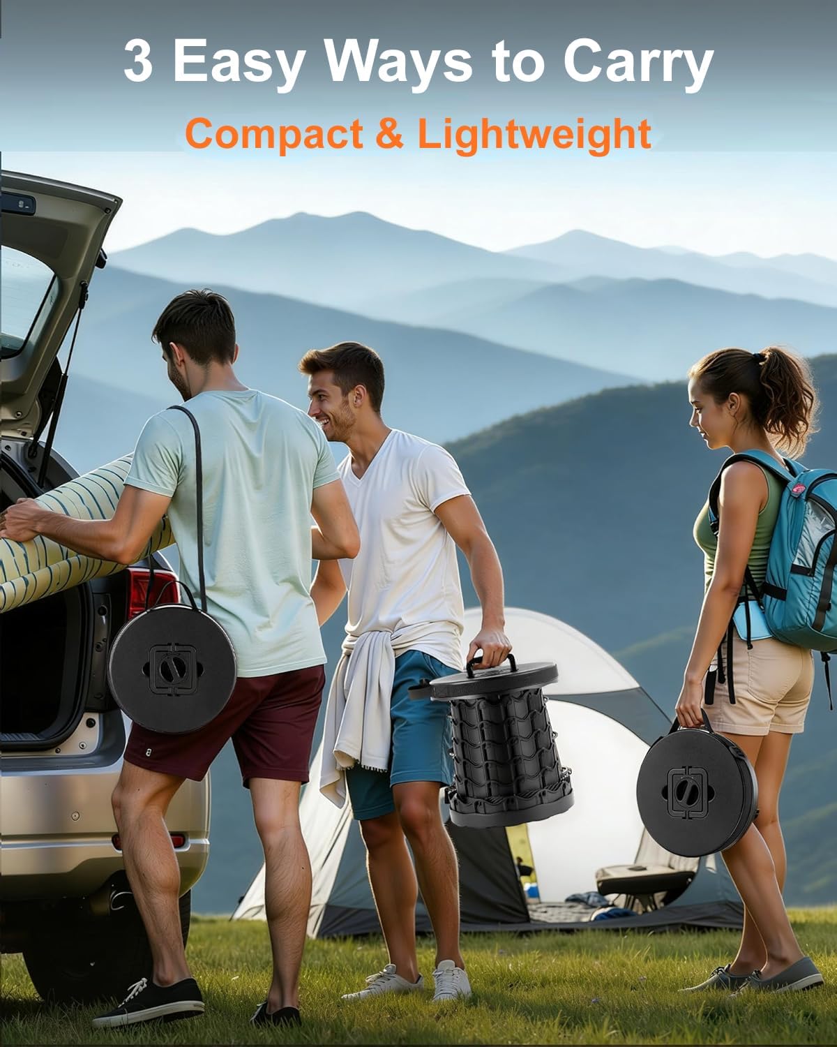 2026 Upgraded Collapsible Stool Extra Large Sturdy Portable Seat Telescoping Folding Chair for Camping Travel - XXL