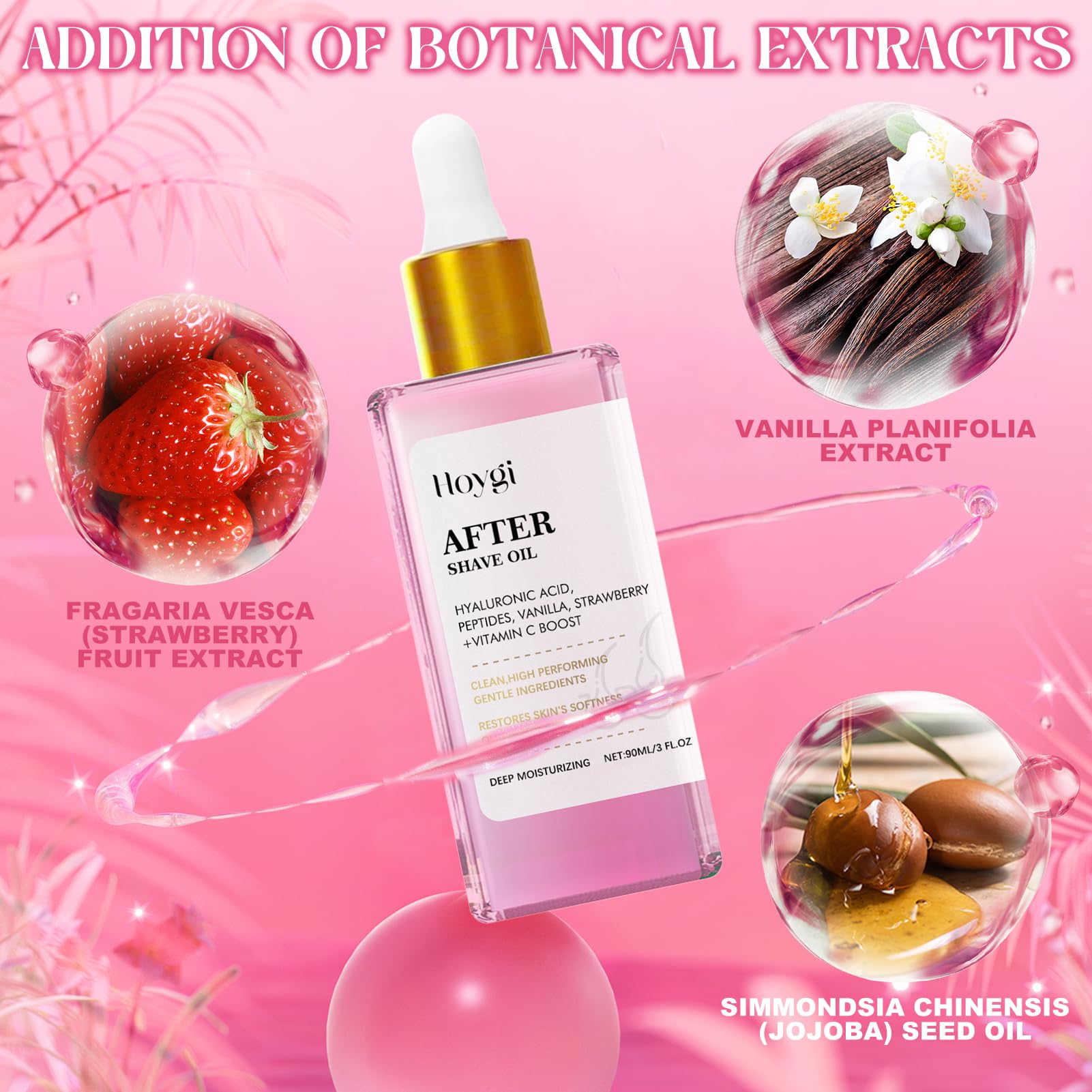 After Shave Oil,Fresa Después de un Aceite de Afeitar Mujeres,Aceite After Shave de Fresa y Vainilla para Mujeres,Aceite After Shave Women Calmante e Hidratante,Perfecto para Piel Sensible
