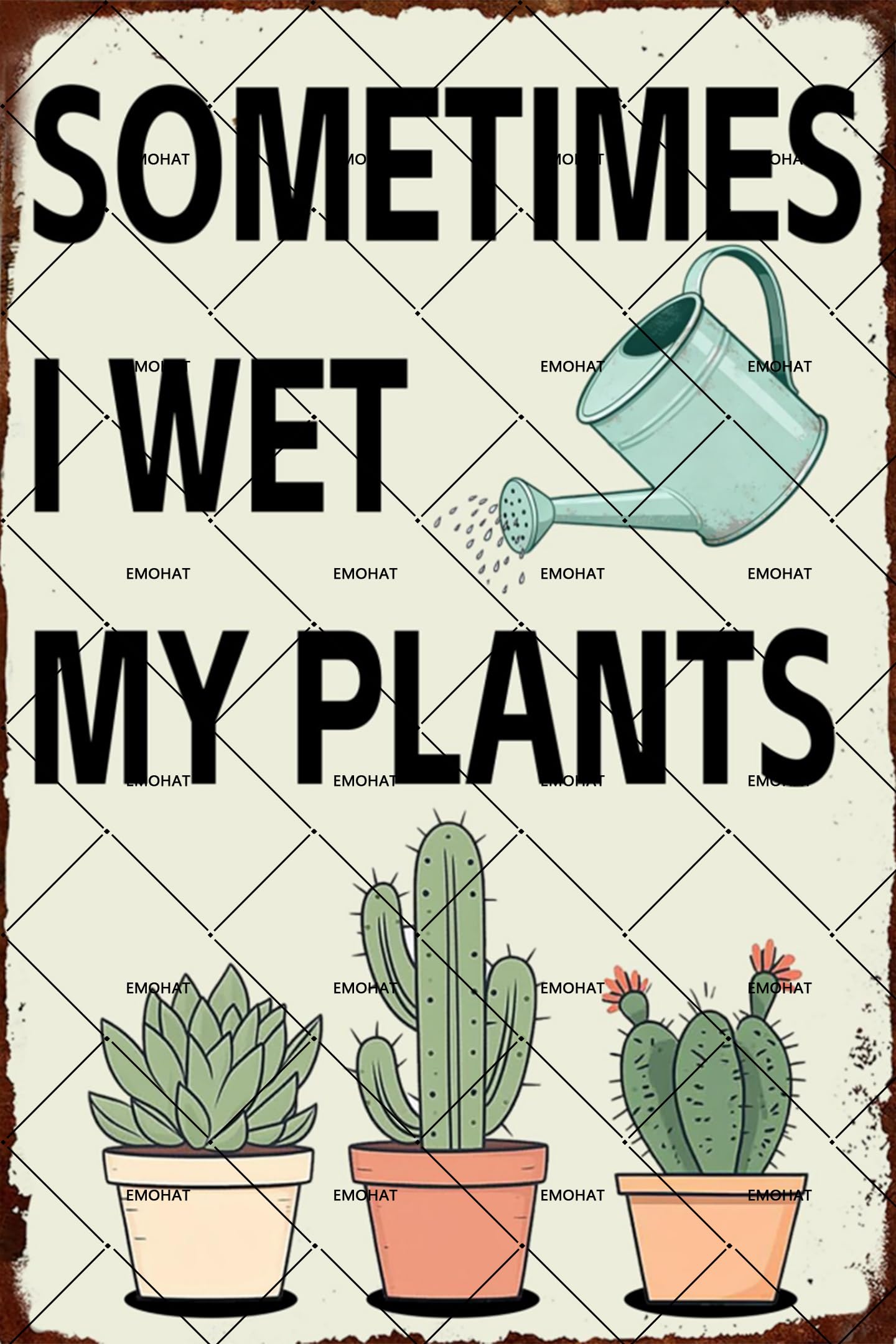 Vintage Plants Metal Tin Sign 16x12 - Funny Garden Decor for Outdoor Yard, Humorous Plant Lover Gift for Women Gardeners, Rustic Wall Art for Home Greenhouse
