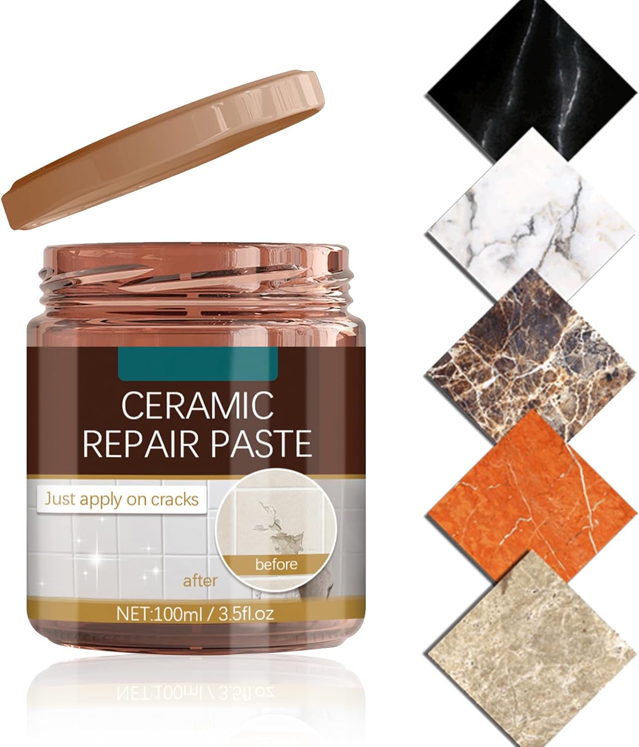 Moonyan Ceramic Tile Repair Paste,Ceramic Tile Chip Repair Filler,Porcelain Repair Kit,Tile And