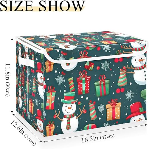 Miniatura 3 de Regalos de muñecos de nieve de invierno de Navidad, bolsas de almacenamiento plegables para ropa, contenedores de almacenamiento de tela con asa