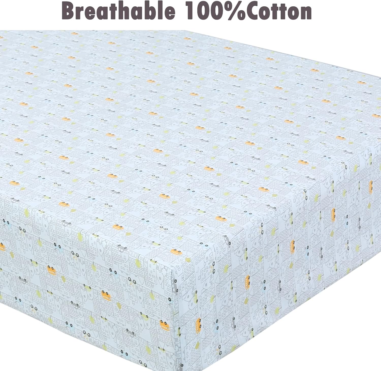 Danica 100% Cotton Fitted Baby Crib Sheet 3 Pack for Baby Boys Girls |Standard Crib and Toddler Mattress Sheets |28x52 Inch (Transportation)