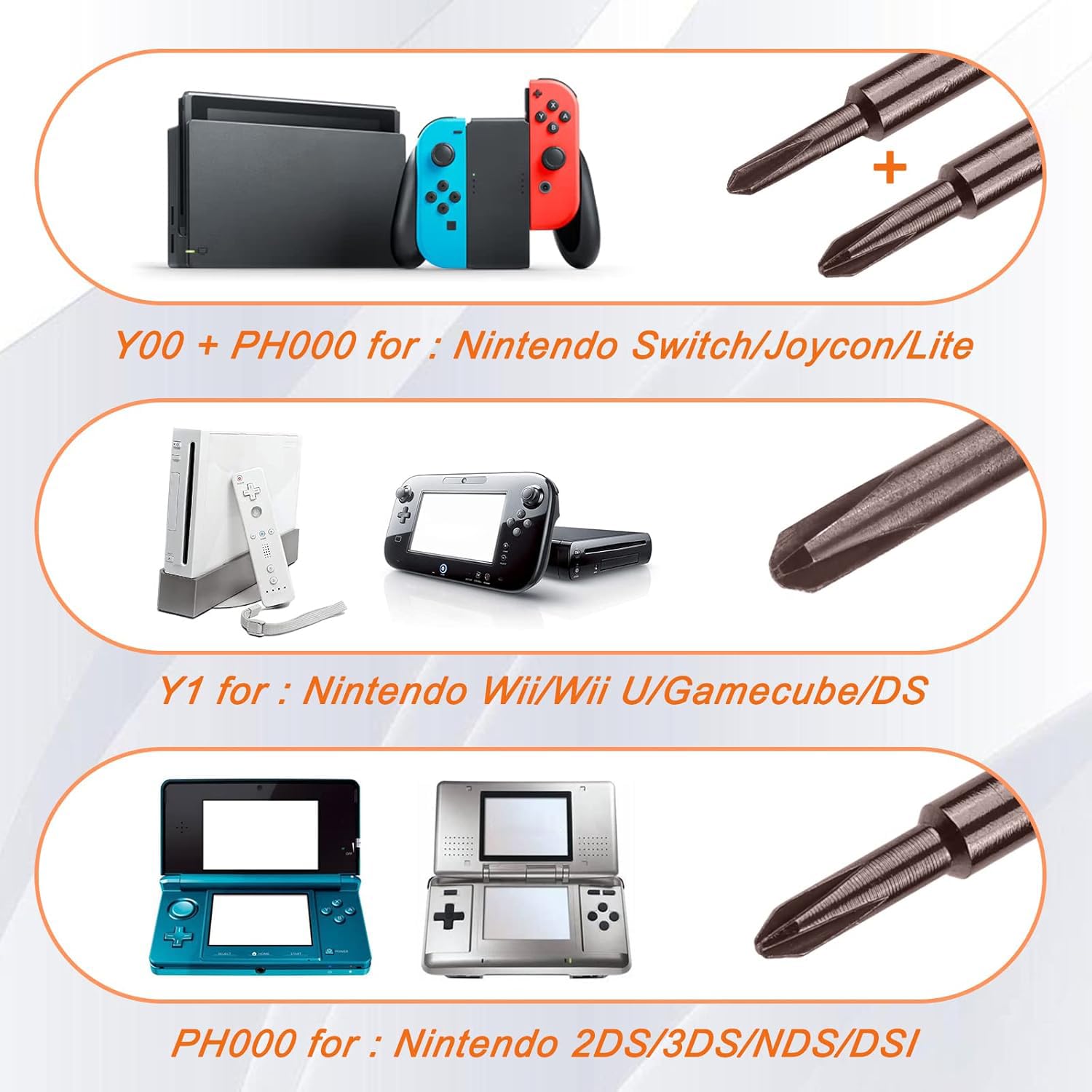 JOREST Cacciaviti Kit per Switch, 6Pcs Smontaggio Set con Triwing Y00,Y1,Phillips PH000, Pinzette, Piede di Porco, Leva Triangolare, per Switch Lite, Joycon Controller, Wii, Gameboy Advance SP