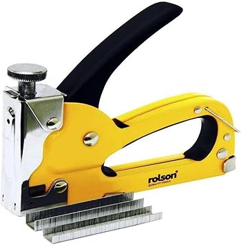 Staple Gun Heavy Duty, Stapler Gun with 200 Staples, Manual Brad Nailer Power Adjustment Stapler Gun for Wood, Crafts, Carpentry, Decoration DIY