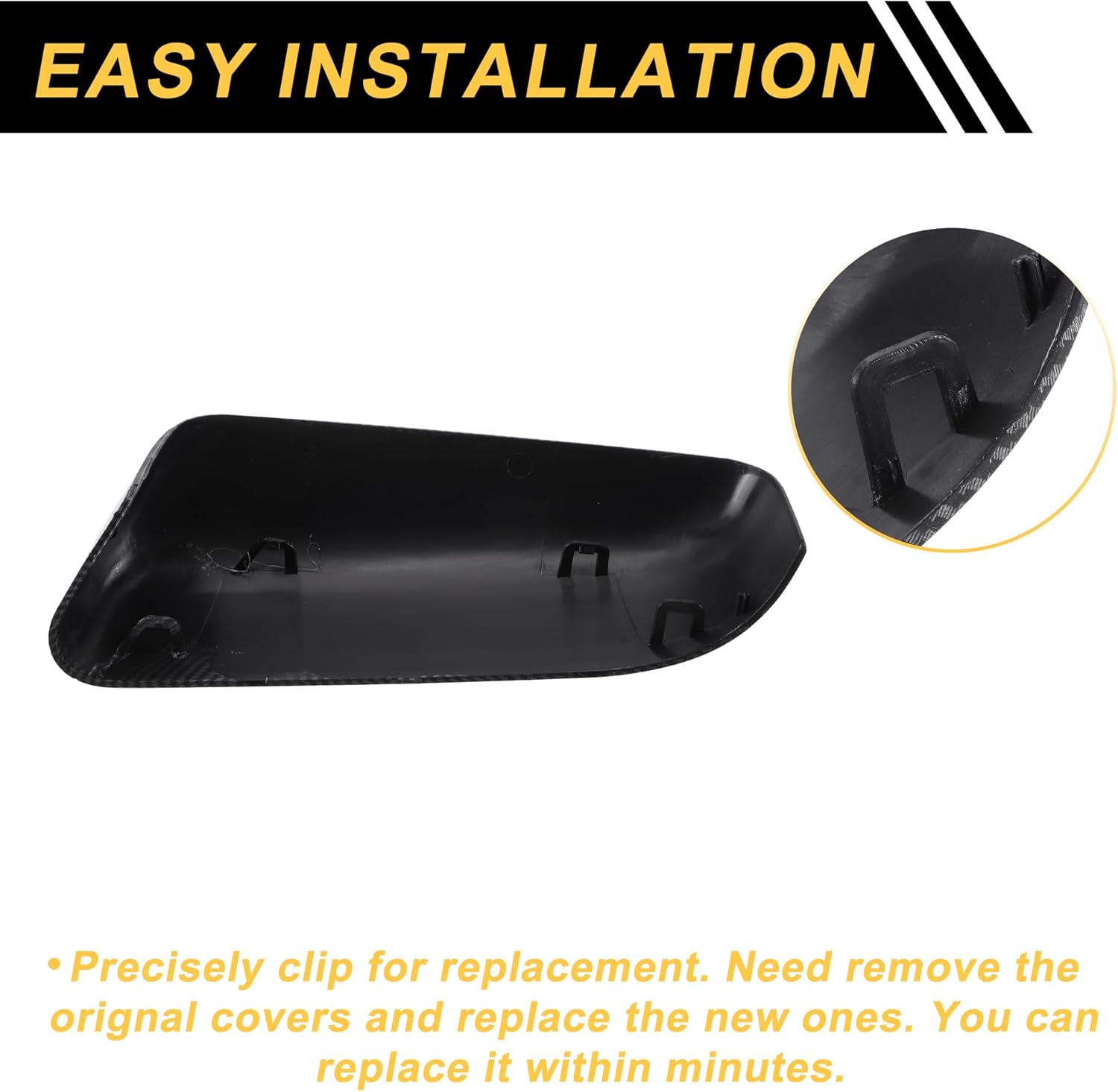 1 Set Car Rear View Driver Passenger Side Mirror Cover Cap Replacement Black Carbon Fiber for Ford F-150 F150 2009-2014 Replace 9L3Z17D743AA/9L3Z17D742AA