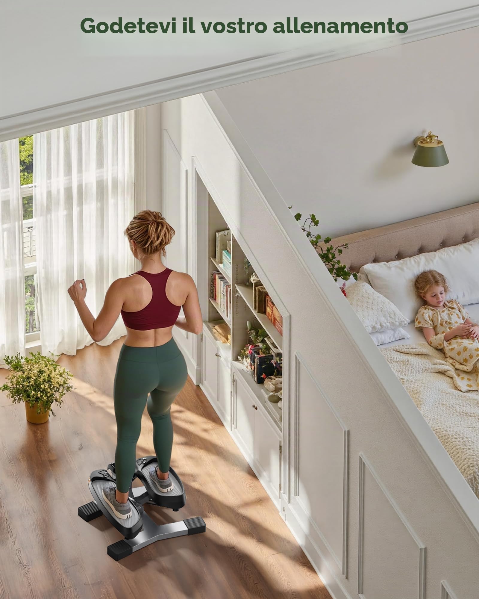 Sportsroyals Stepper Fitness 3in1 | Mini Stepper Fitness Casa con Bande di Resistenza + Monitor LCD, 150 kg