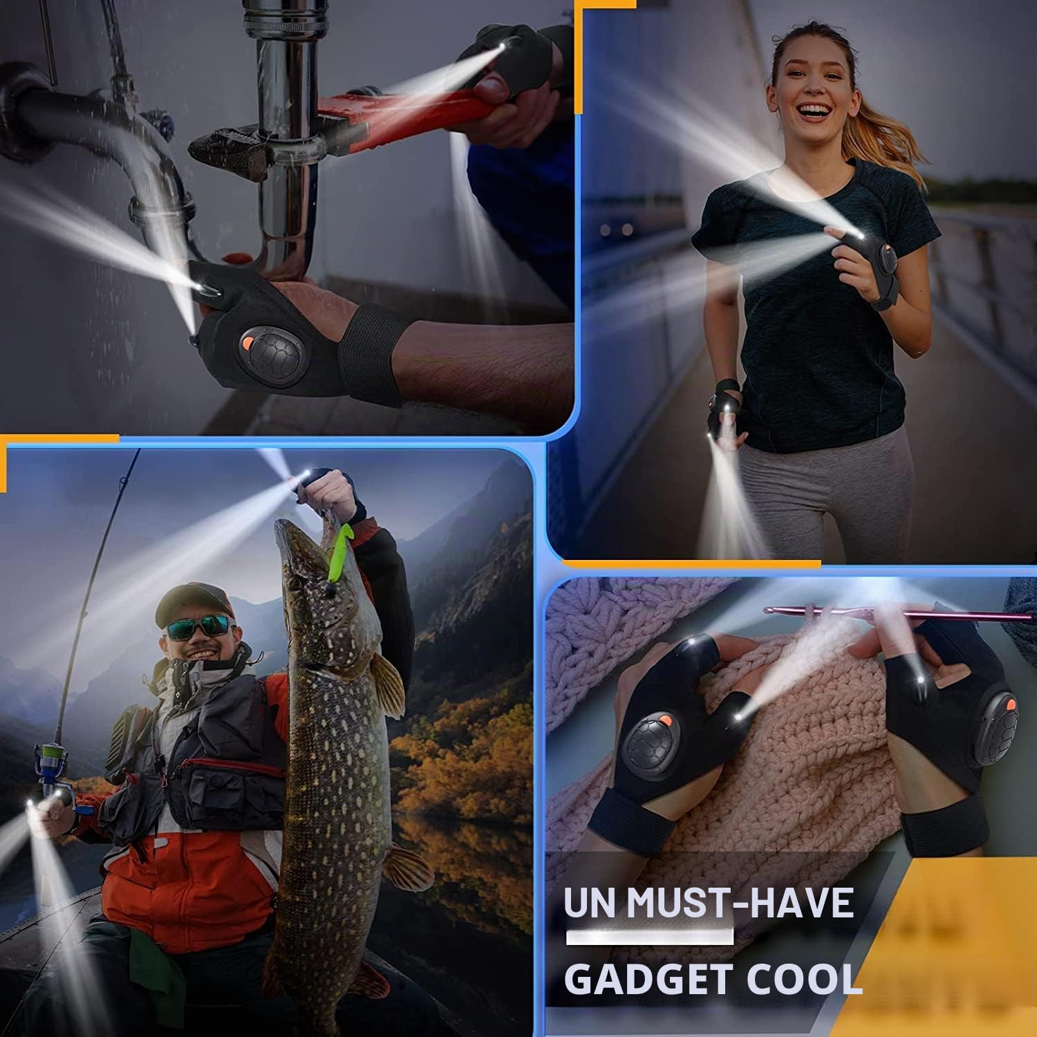 Regali per la festa del papà Guanti a LED – Guanti da pesca, accessori da pesca, regali significativi per uomini, regali per papà, regalo di compleanno per uomini