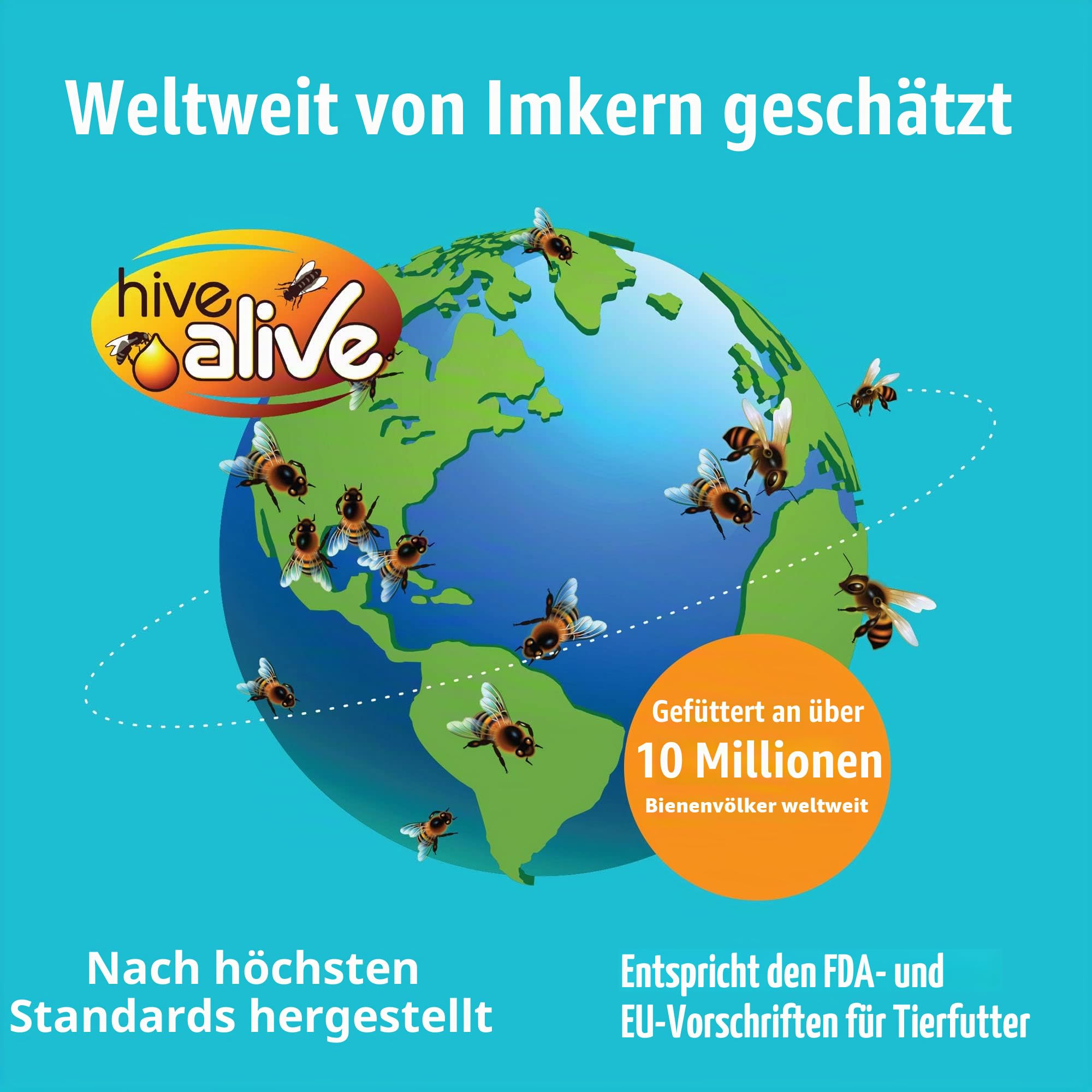 HIVE Alive Bienenfutter Zusatz - Natürliches Bienenfutter Flüssig - Bio Imker Zubehör - Herbst-Frühjahr - Senkt Wintersterblichkeit für Gesundheit Population & Honigproduktion - 100ml 10 Bienenstöcke