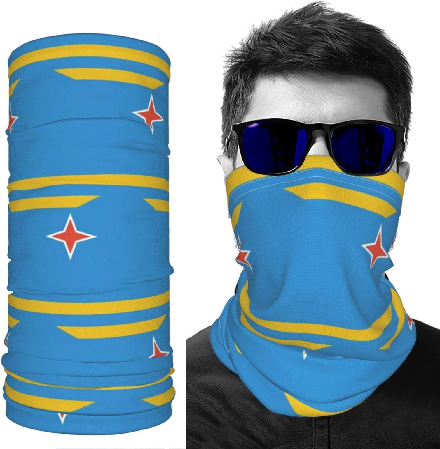SD3DPrint Aruba Flag Unisex Balaclava Face Scarf Headwear Neck Gaiter Dust Mask Sun UV Dust Wind Proof 1 PCS