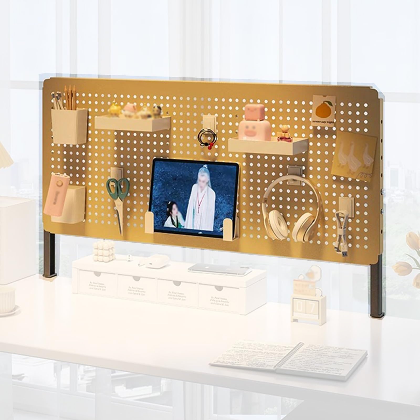 Organizer da scrivania magnetico in acciaio, con morsetto, accessorio da scrivania per ufficio, sistema modulare di sospensione con accessori, ideale per postazioni di lavoro e spazi creativi