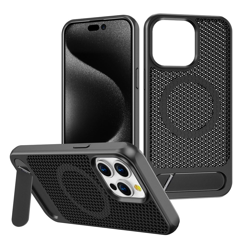 Coque de dissipation thermique iPhone 14 Plus à support magnétique ajouré noir - 8