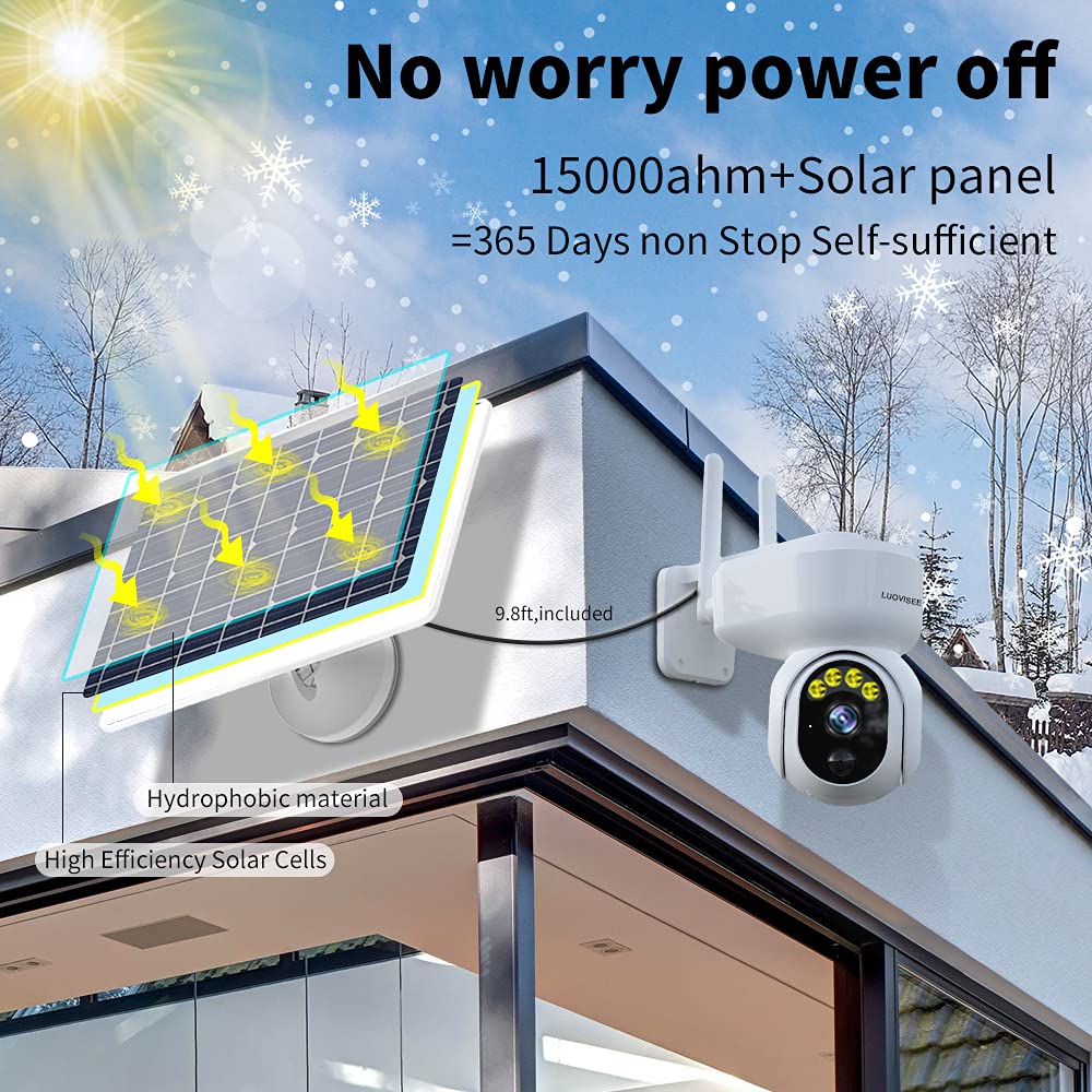 Buy Luovisee Wireless Solar Outdoor Home Security WiFi Camera PTZ Full