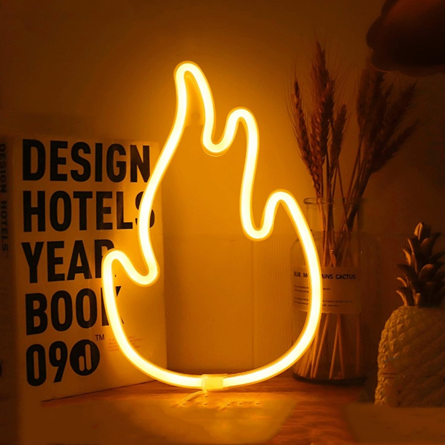 HFHungkeong Flame LED Neon Light Sign Handmade Lamp for Wall Room Party Home Bar Art Christmas Bedroom Table Wedding Party Desktop Decoration Teen Kids Birthday Gift USB or 3 AA Powered — image 1