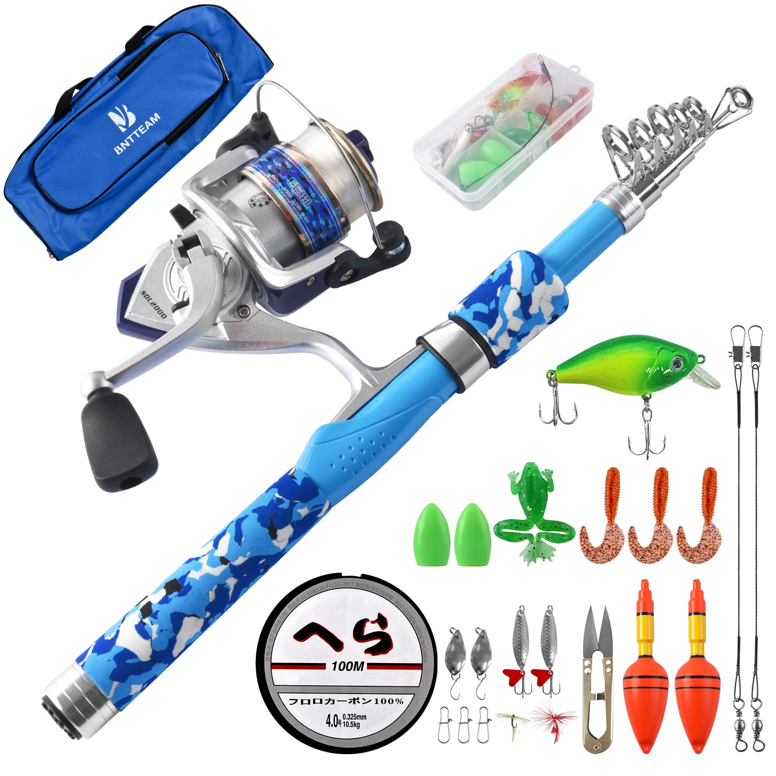 Photo 1 of Ecoolbuy Portable Fishing Rod and Reel Combo Set (Blue, 1.7M)