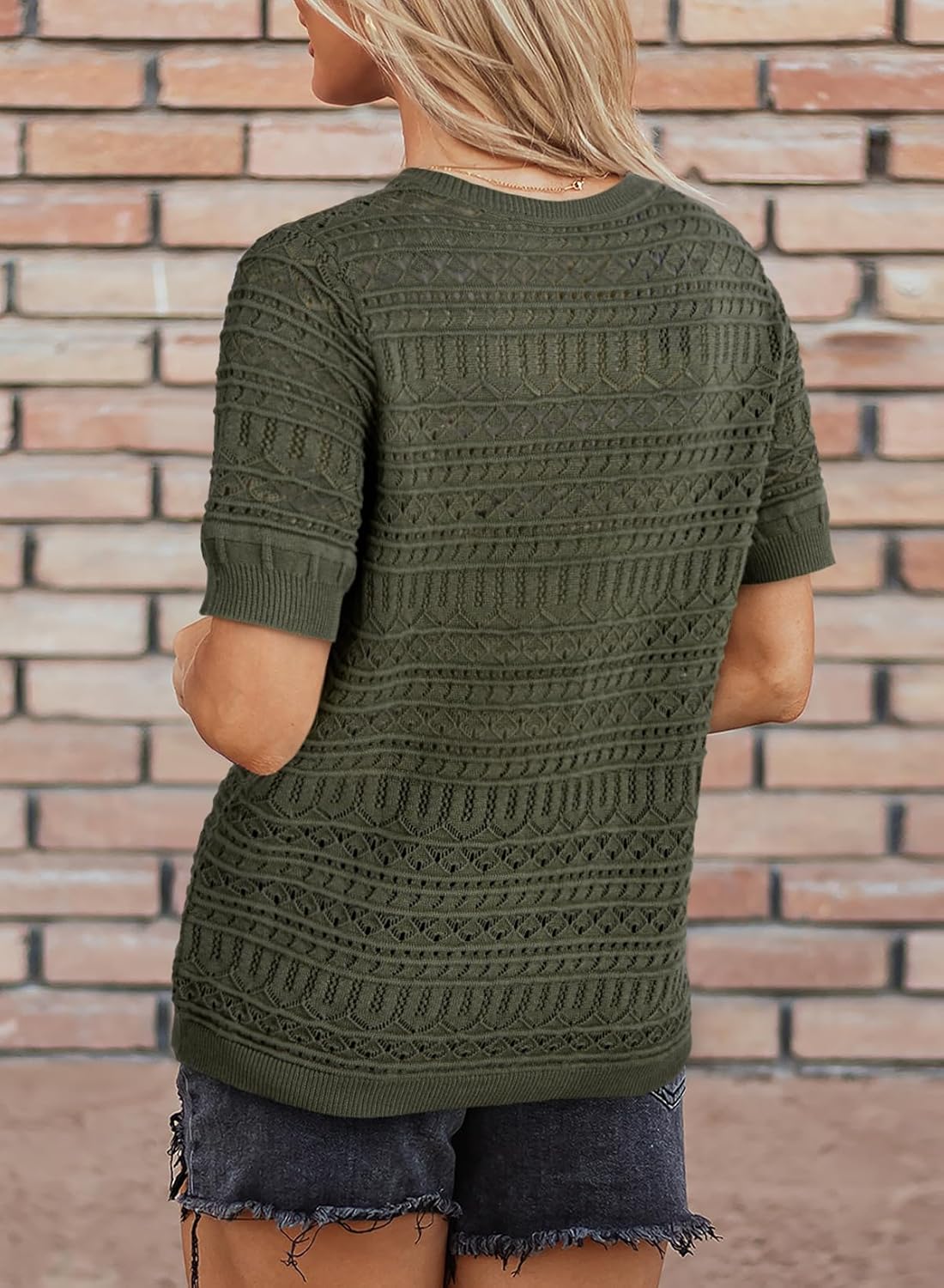 Dokotoo Women's Casual Short Sleeve Loose Tunic Tops Lightweight Knit Spring Summer Pullover Sweater Blouses - Image 6