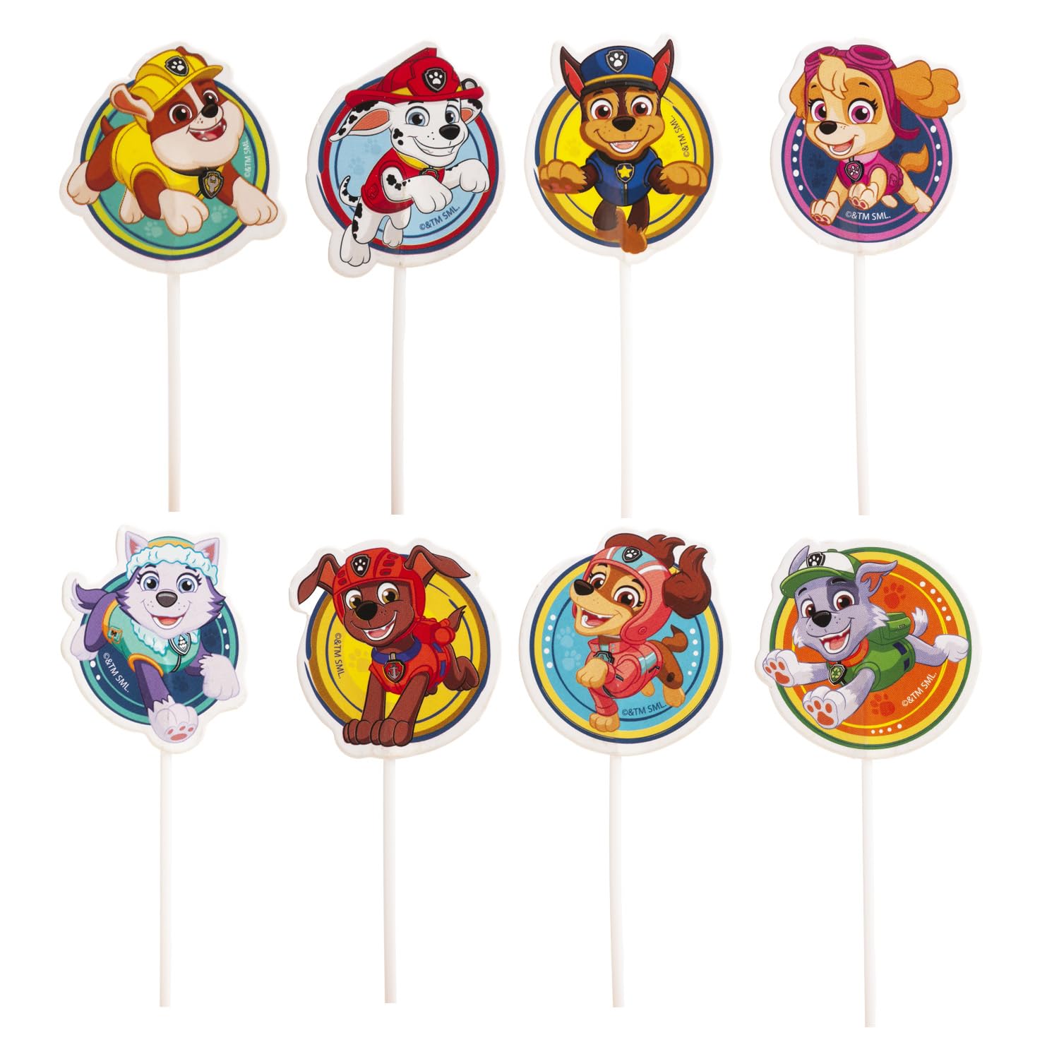 dekora - Set for Cupcakes and Muffin Decoration Birthday - Paw Patrol Cupcake Toppers Made of Paper - 16 Pieces in 8 Different Designs
