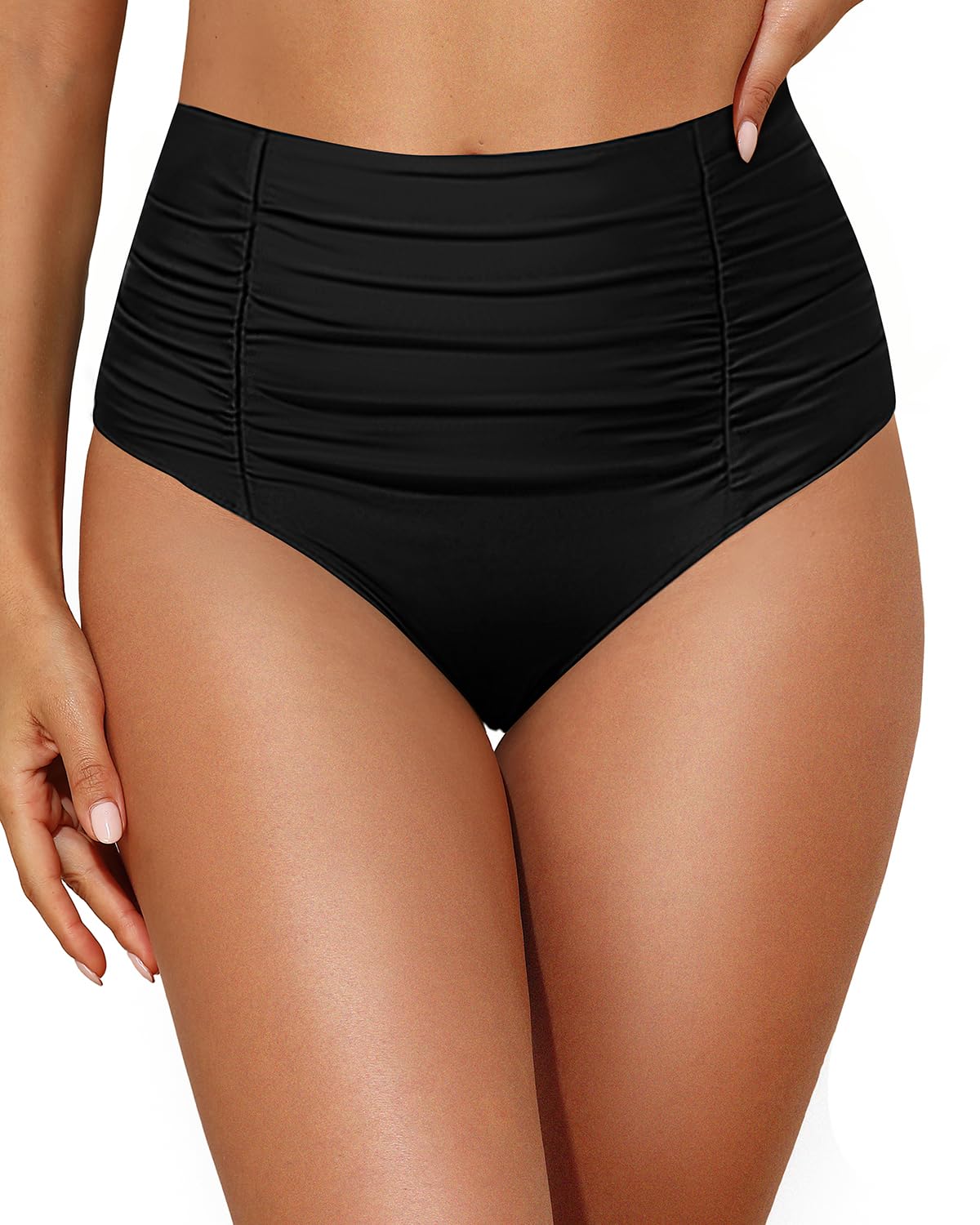 holipick Bathing Suit Bottoms for Women - High Waisted Bikini Bottoms Ruched Tummy Control Swimsuit Bottom-picture-48