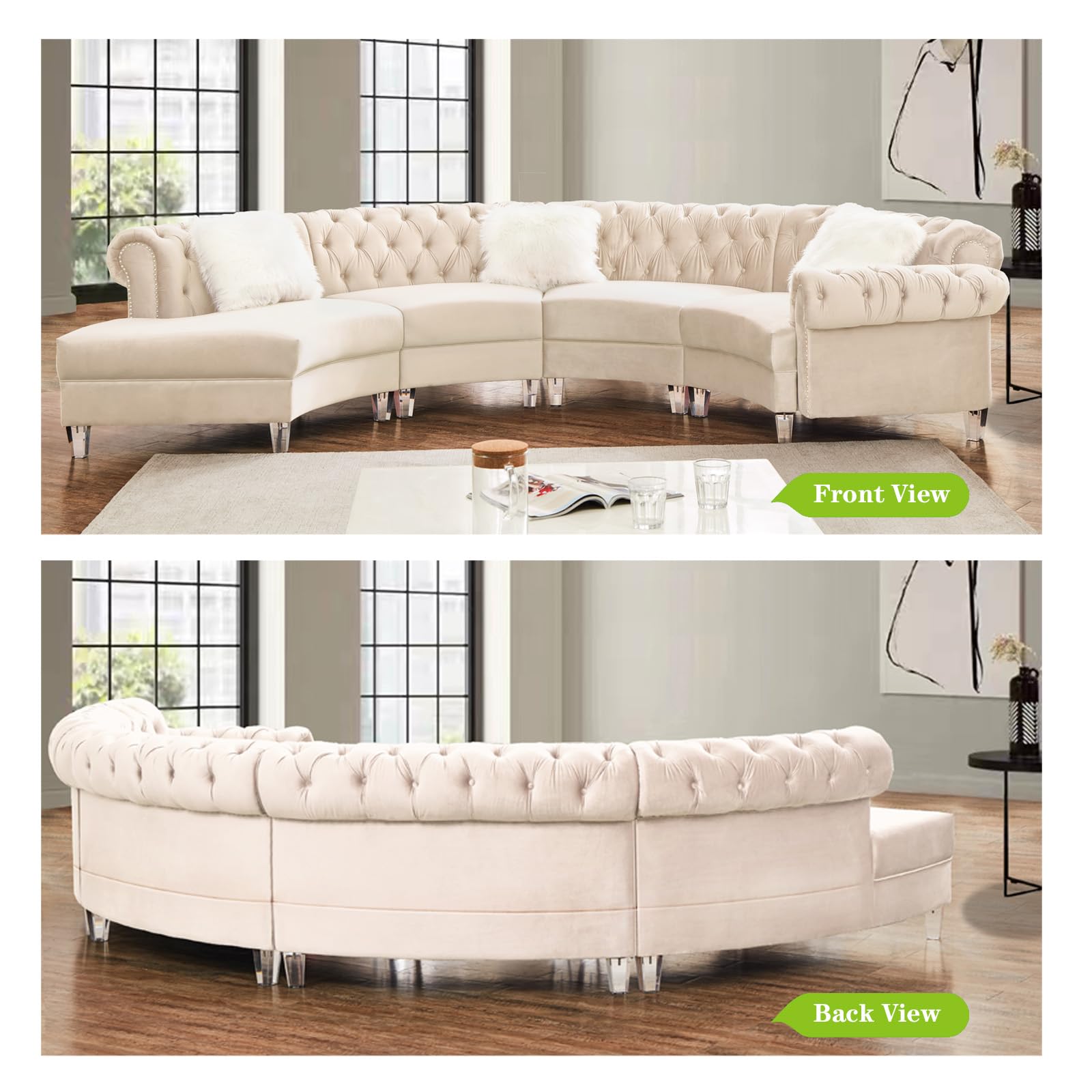 Amazon.com: Legend Vansen Curved Modular Sectional Sofa,Velvet