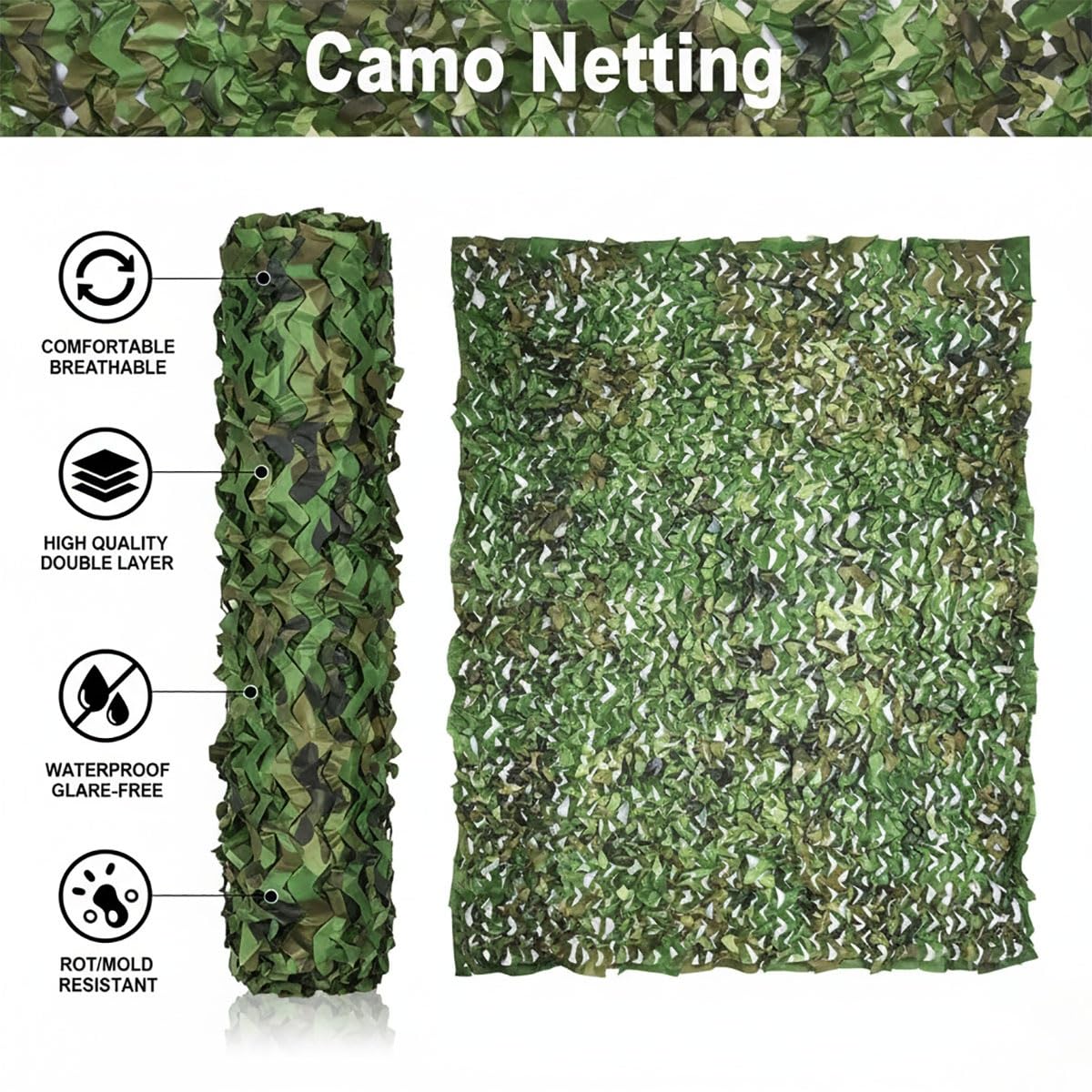 Genérico Red de Camuflaje Militar Profesional para Observacion de Aves Fotografia Naturaleza Malla de Ocultacion Exterior Malla de Sombreo Proteccion Solar Tela Oxford 210D Bosque Sombra