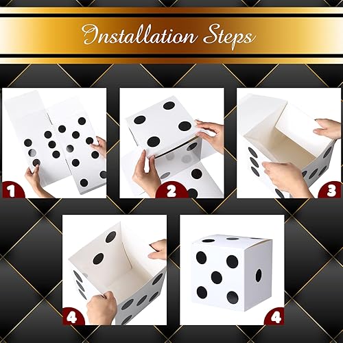 Miniatura 3 de Ctosree 12 cajas de regalo de dados para decoración de dados de 11 x 11 x 11 pulgadas, decoración de fiesta temática de casino, centros de mesa de