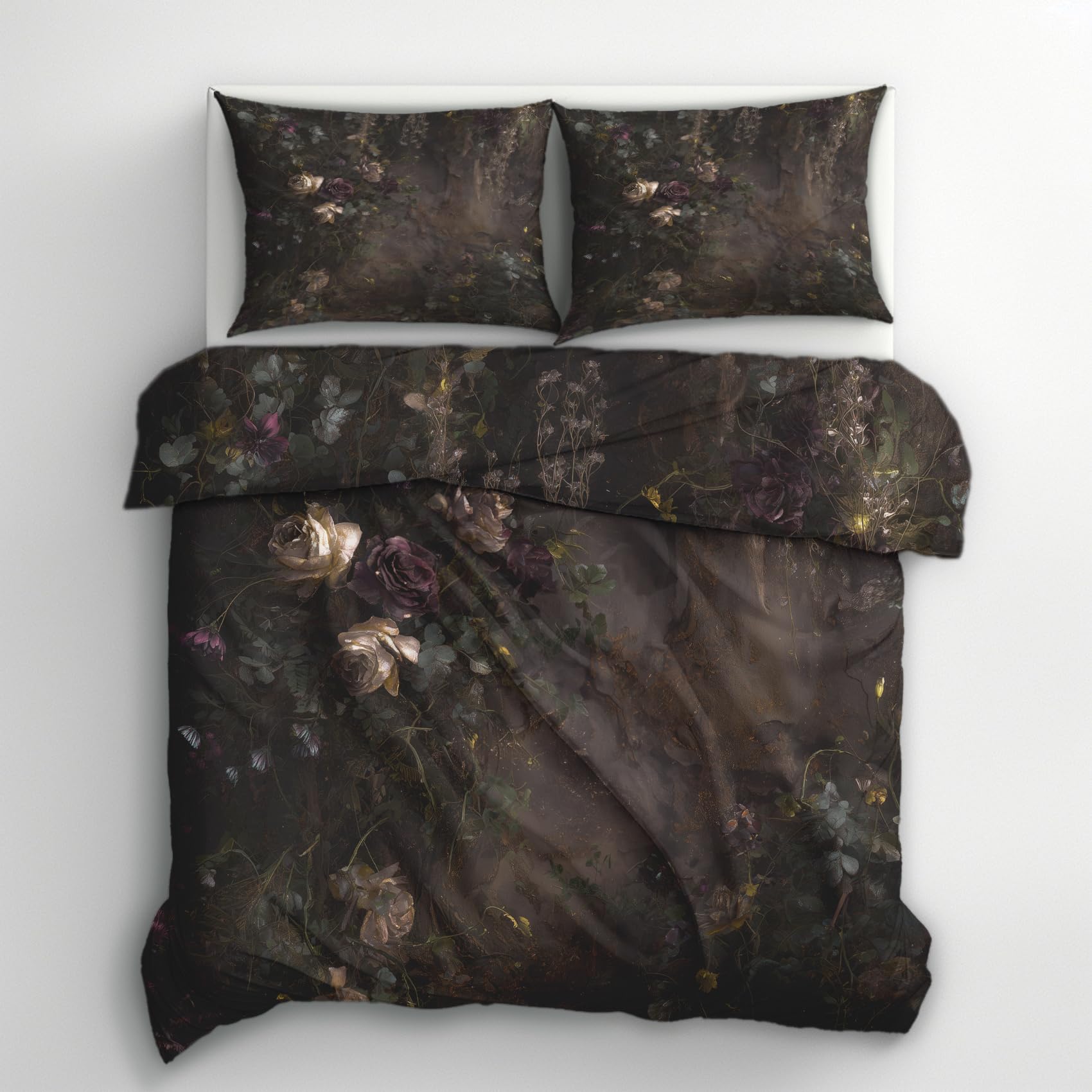 Generisch Landhausstil Bettwäsche 135x200 2er Set Deckenbezug, Geschenk | Pflanzen Blätter Blumen Muster, Bettbezug Set, Bügelfreie, Reißverschluss, Kissenbezug, Wendebettwäsche Landhausstil Deko