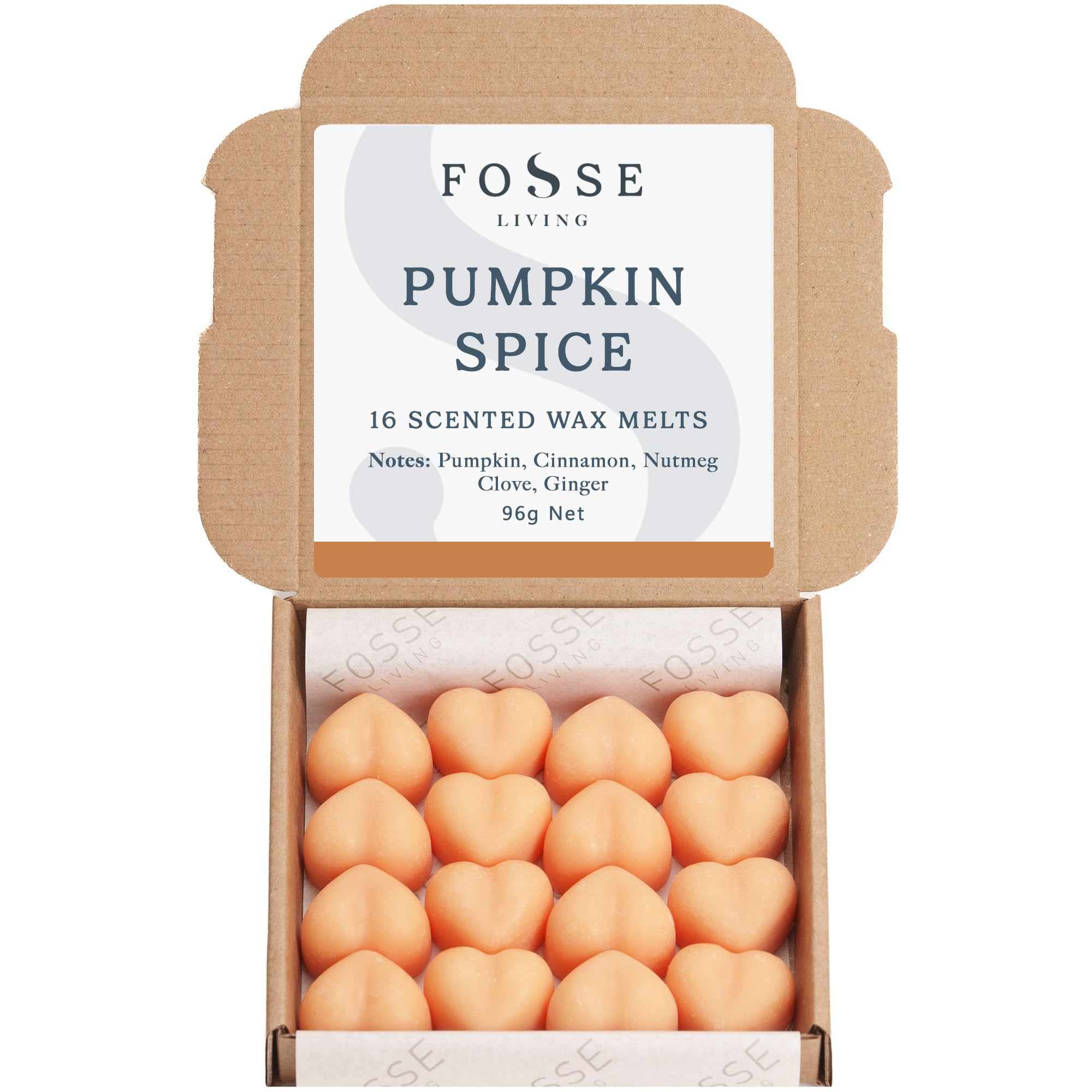 Fosse Living Pumpkin Spice Soy Wax Melts 16 Pack | Warm Cinnamon, Nutmeg & Spice | Natural, Vegan & Plastic Free | Up To 96 Hrs Scent | Pet Safe | Handmade In Uk –