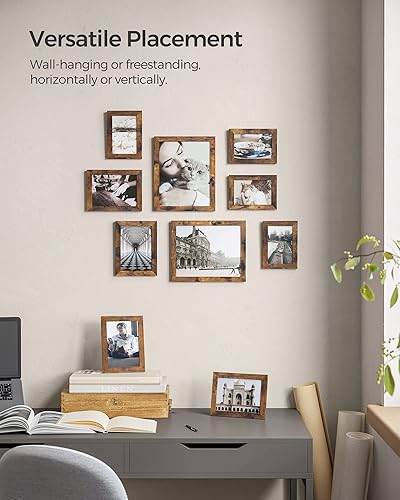 Miniatura 3 de SONGMICS Paquete de marcos de fotos, juego de 10 marcos de fotos de collage con estuche de exhibición de 8 x 10† Shadow Box, marrón rústico y negro