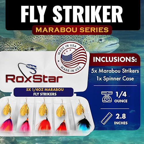 Miniatura 2 de RoxStar Fly Strikers Marabou Series  Probado a nivel nacional para pescar cualquier spinner  Hecho a mano en los Estados Unidos  El spinner de pesca