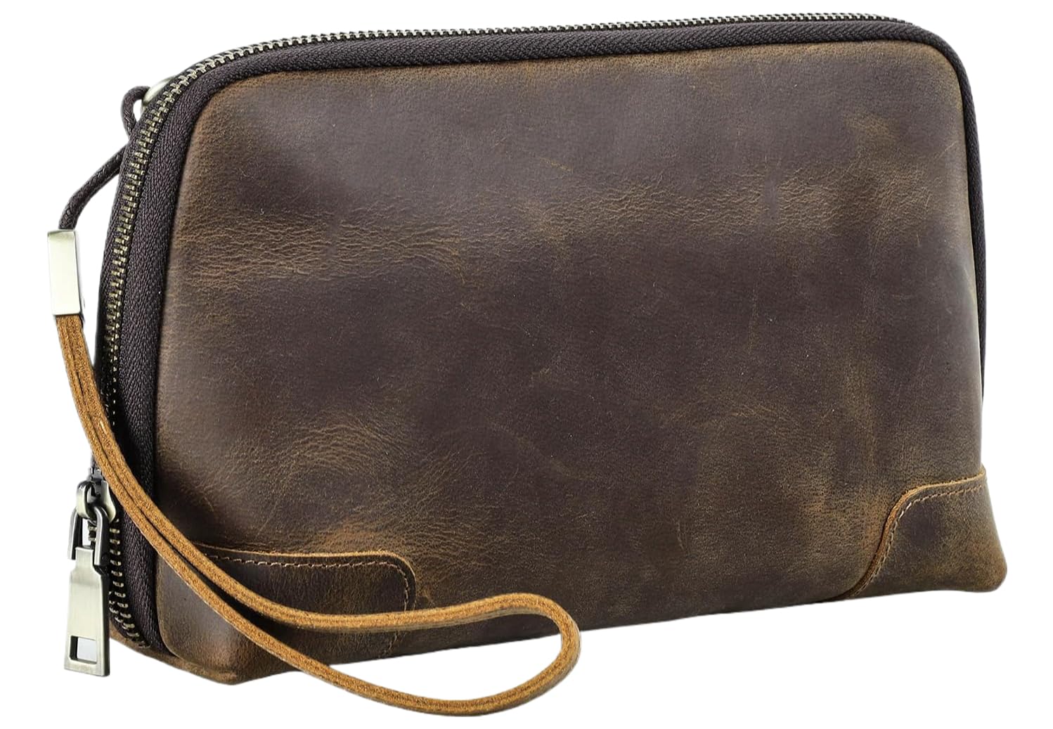 Vintage Cowhide Tech Organizer Bag - Torba podróżna na akcesoria, kable USB, powerbanki i dyski twarde