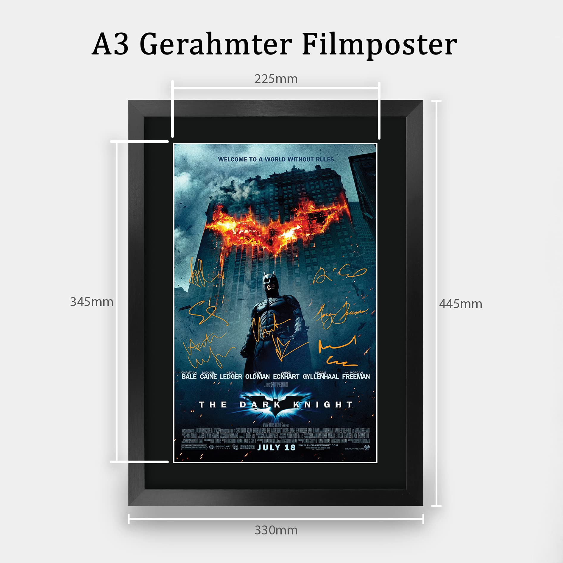 HWC Trading The Dark Knight Batman A3 Gerahmte Signiert Gedruckt Autogramme Bild Druck-Fotoanzeige Geschenk Für Filmfans
