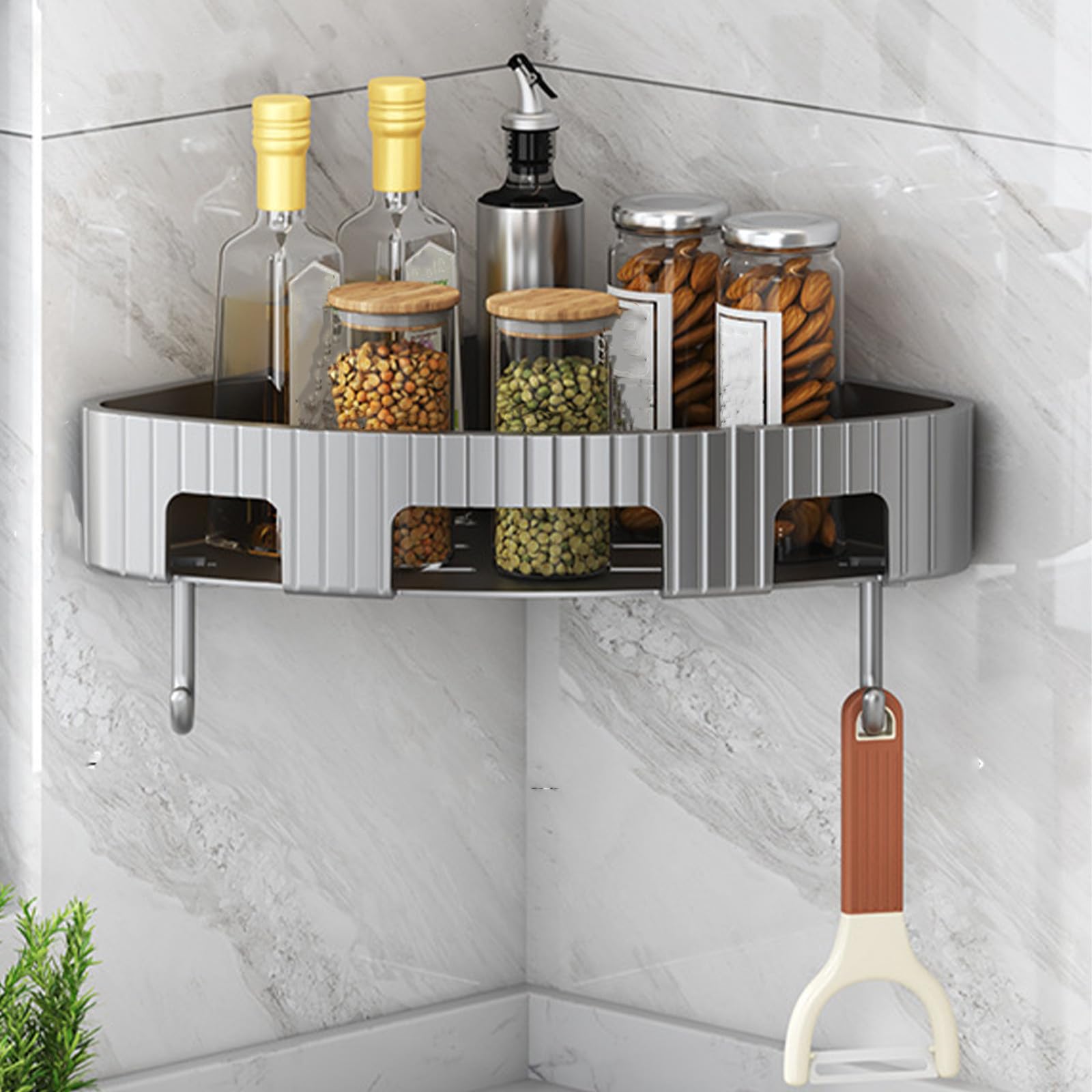 Generic Corner Shower Caddy 1 Shelf Modern L-shape Shower Organizer Space Saving Durable Versatile Storage