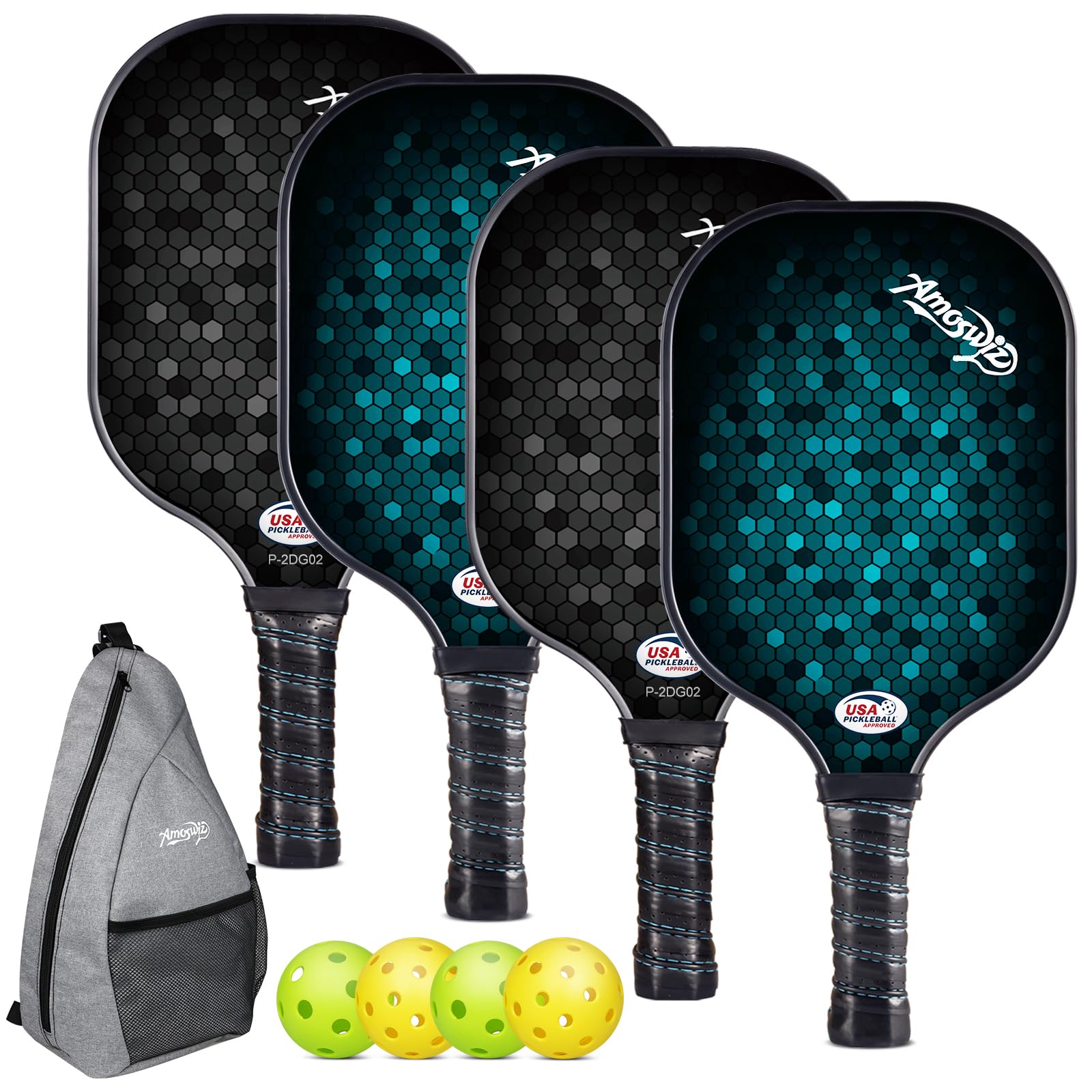 Pickleball Paddles Set of 4, Premium Fiberglass Pickleball Paddles for Beginers, Pickleball Set with 4 Pickle Balls & Cooling Towels, Gift for Adult & Kids-image-33