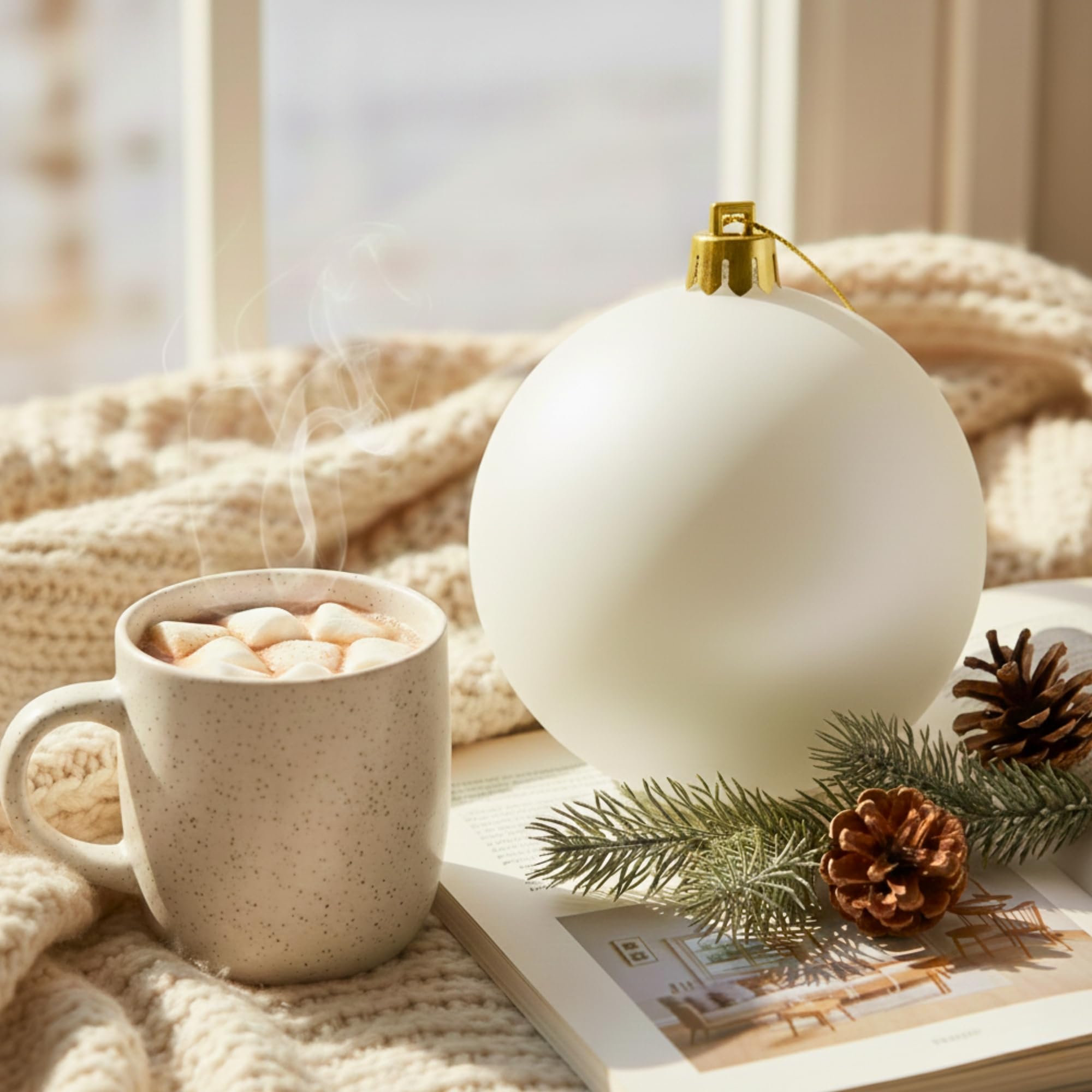 25 cm große, weiße Weihnachtskugel, PVC, bruchsicher, Mattes Finish, Weihnachtsdekoration, Festliche Weihnachtsbaum-Hängedekoration, rundes Ornament für Urlaub, Heimdekoration