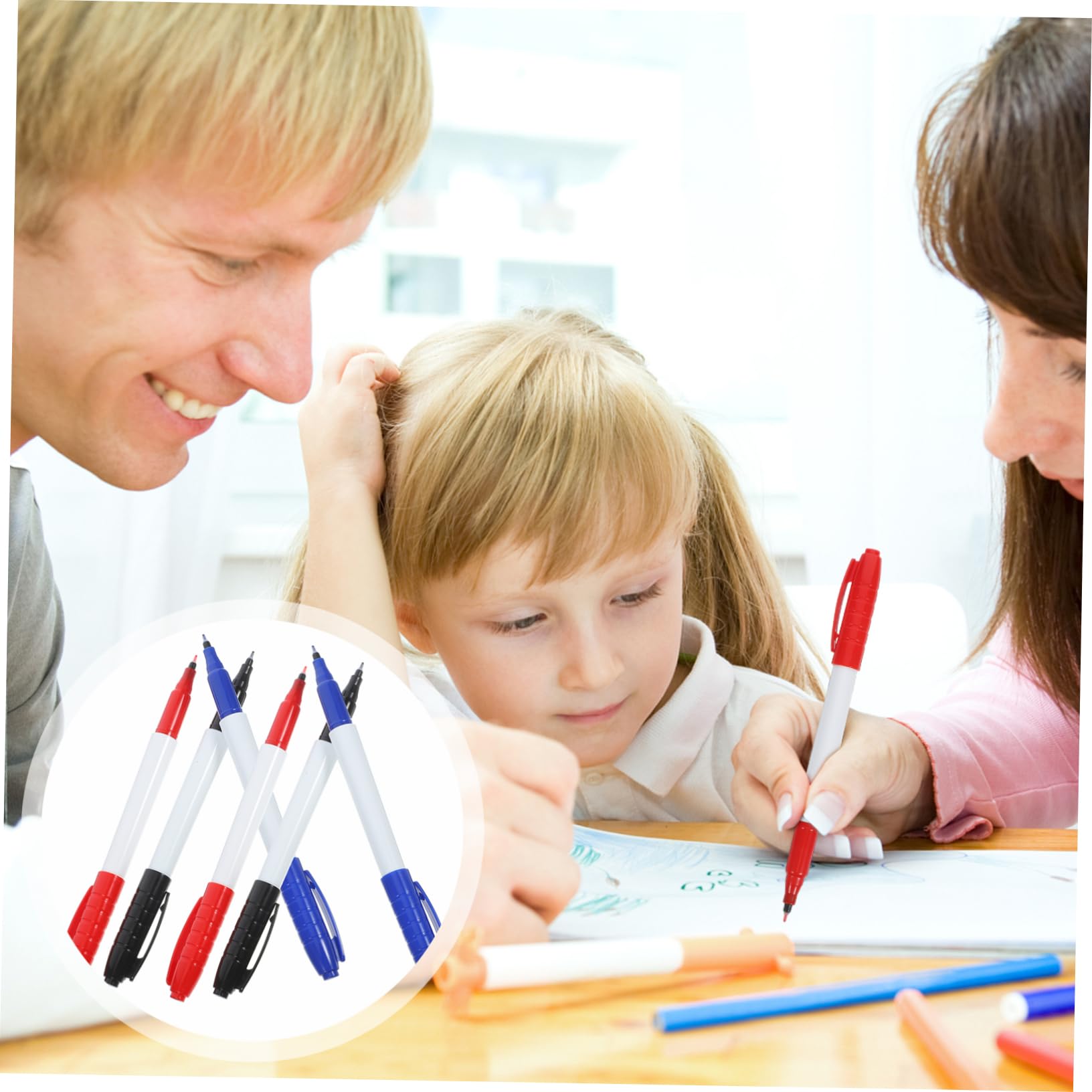 HOMSFOU 5 Ensembles Marqueurs Effaçables À Sec Stylo Fin Pour Tableau Lot De Couleurs Pour École 6 Pièces * 5