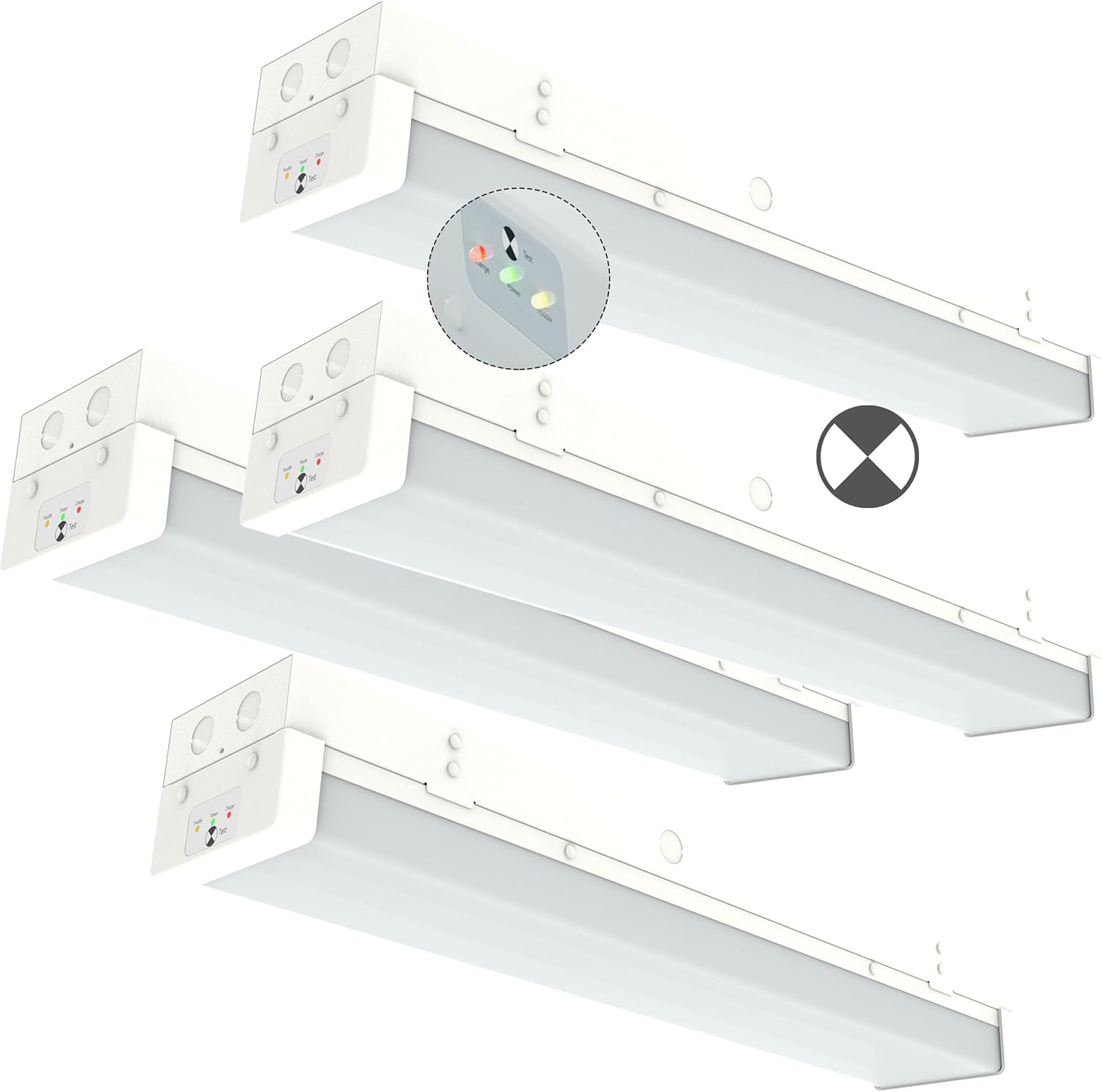 2FT LED Wraparound Emergency Stairwell Light, Battery Backup, IP20, 10W(1250lm)/20W(2500lm), 5000K, 100-277V, Flush Mount Commercial LED Wrap Shop Ceiling Light Fixture for Warehouse, FCC, 4-Pack