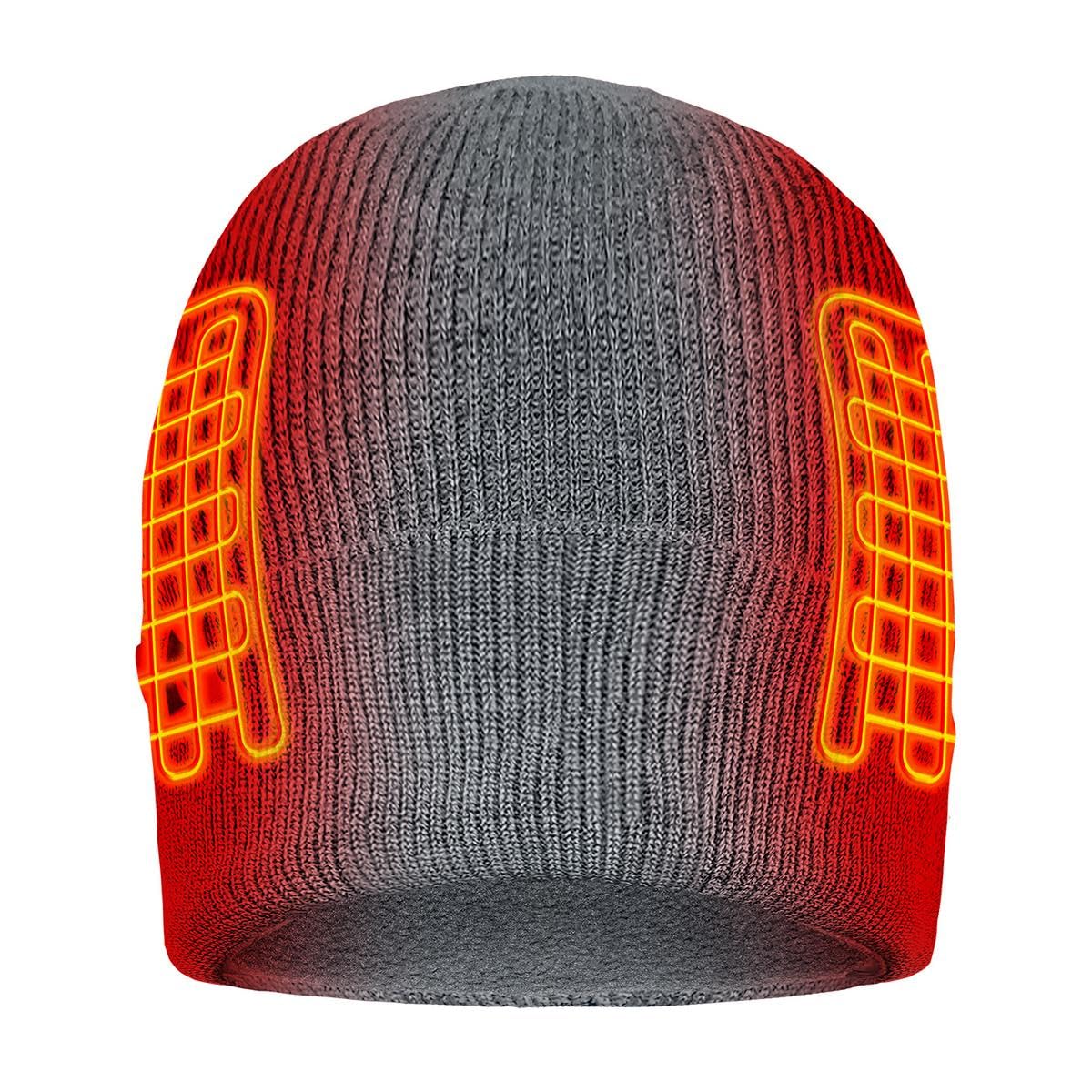 ActionHeat Gorro de punto calentado con batería de 5 V - Gorra recargable para invierno - Calor ajustable 4 horas de calor, Gris, talla única