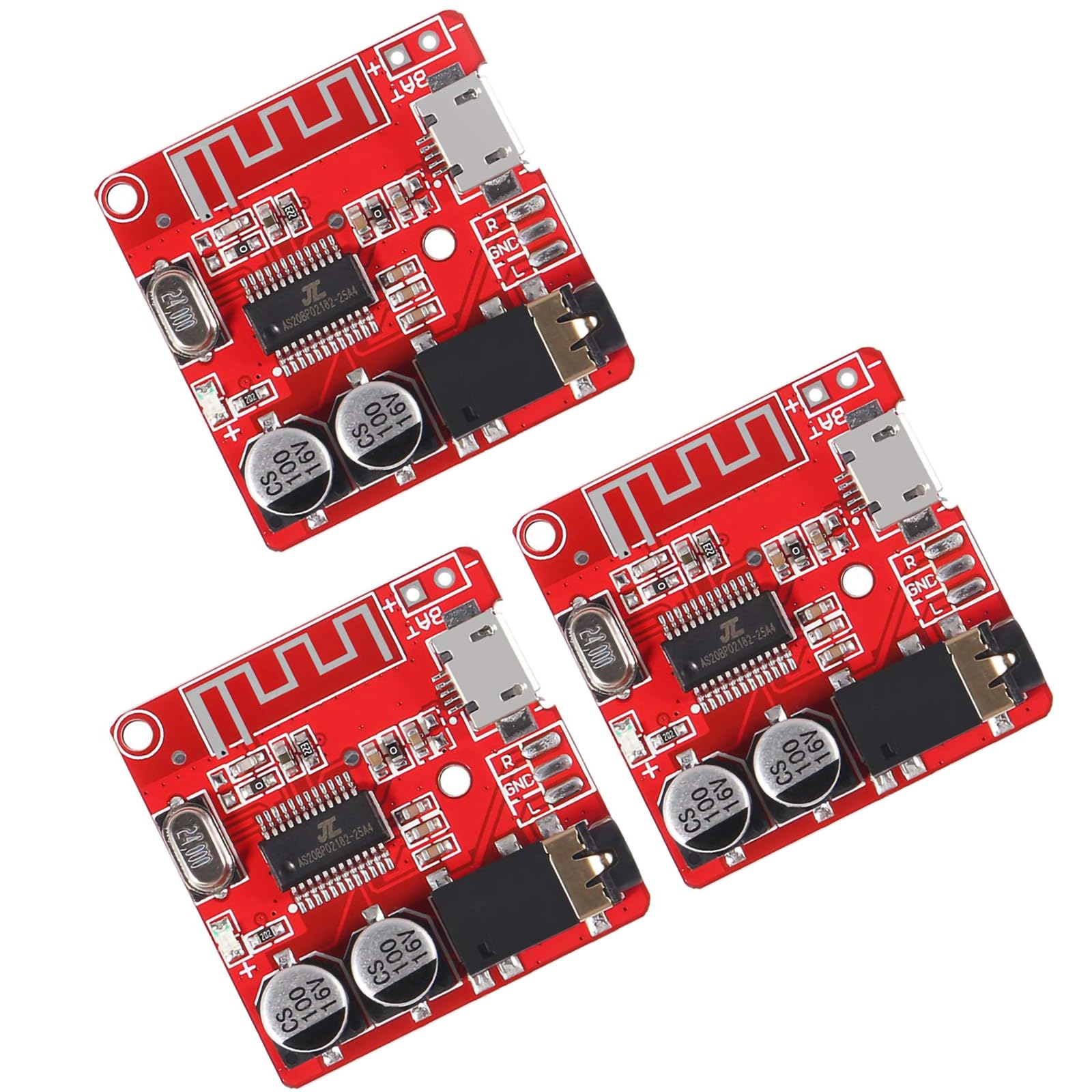 Modulo ricevitore audio Bluetooth 5.0, scheda decoder MP3 fai da te per sistemi audio auto e altoparlanti domestici, 3,7-5 V DC con micro USB, uscita stereo a doppio canale (3 pezzi