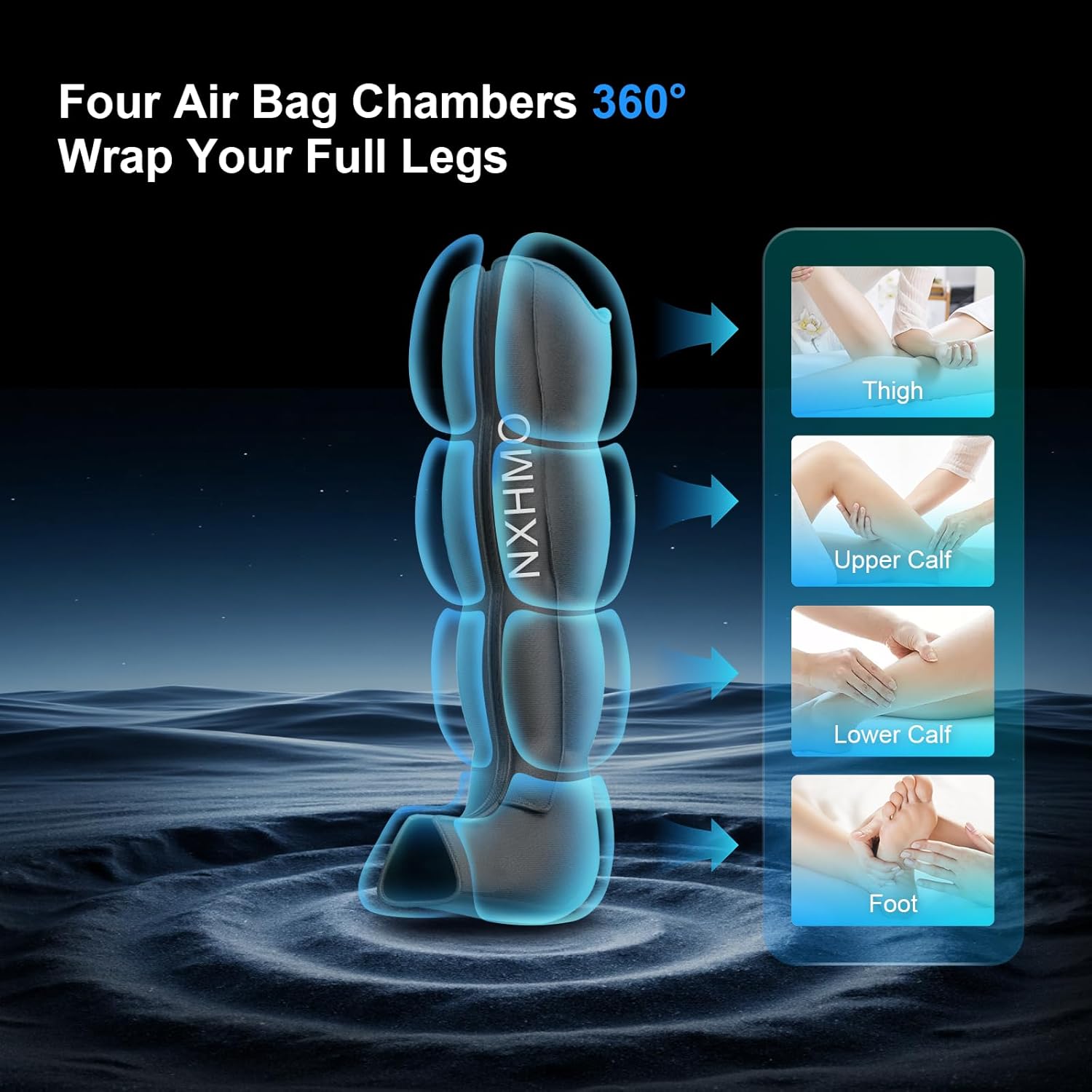 Leg Massager with Heat and Compression, Foot Massager for Circulation and Pain Relief, Sequential Air Compression Boots Recovery System with 9 Intensities 6 Modes,3 Heating for Athletes - Image 5