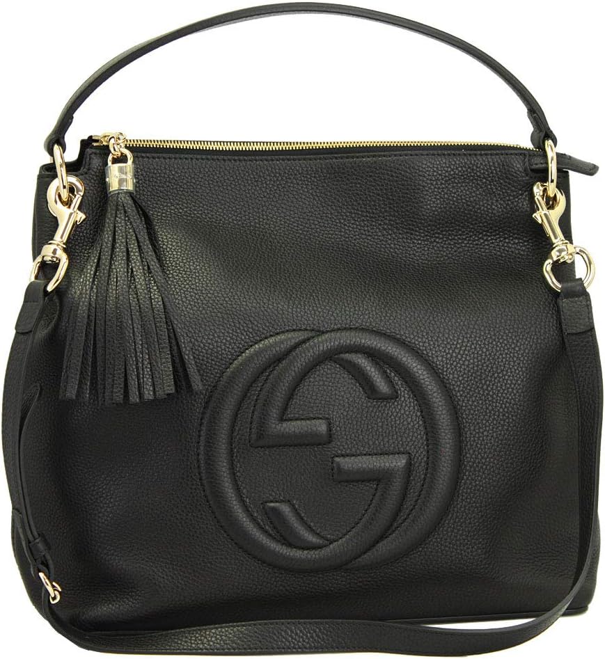 Gucci Soho Black Leather Hand Bag With Shoulder Strap 536194
