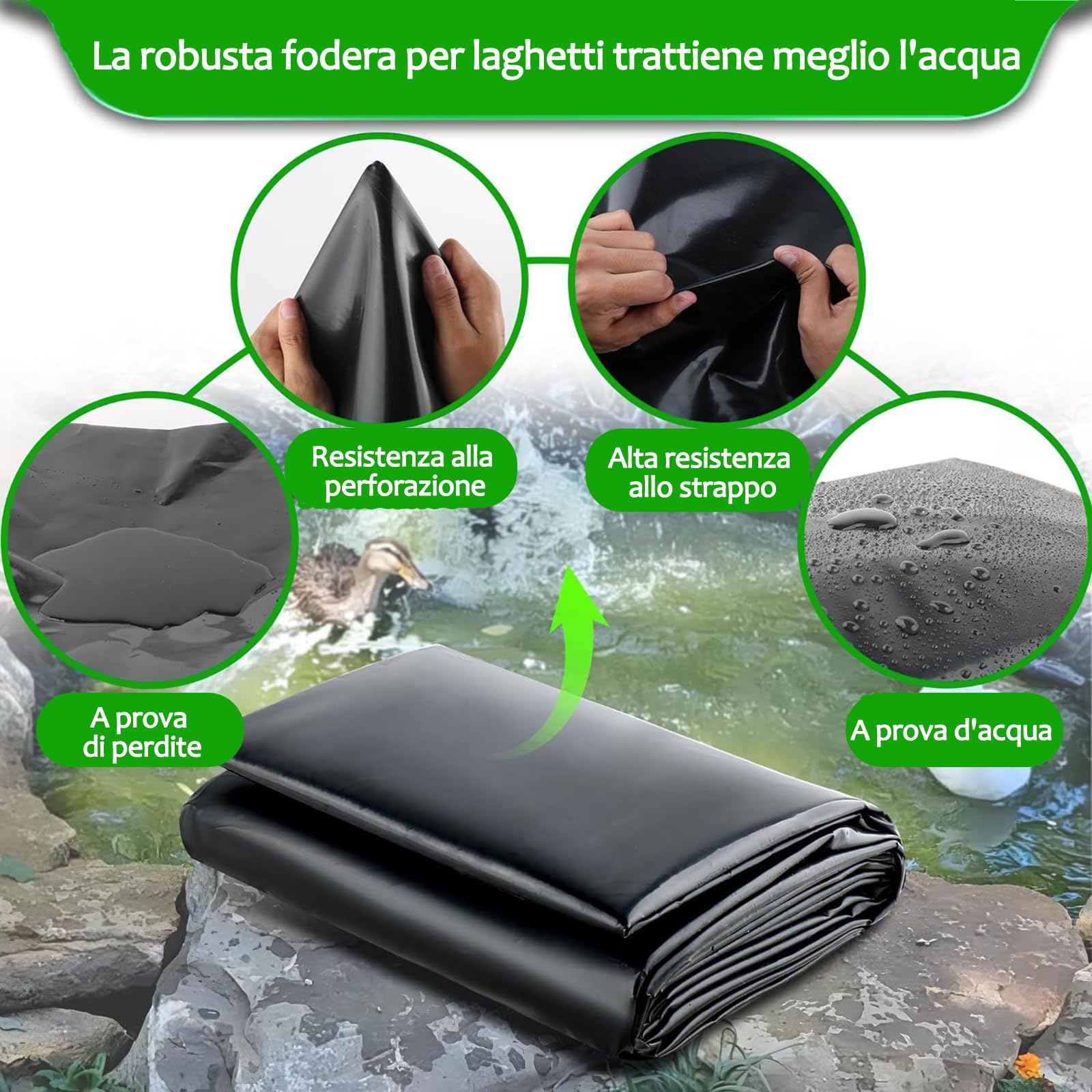 Telo per Laghetto in HDPE, 9x9m Rivestimento per Laghetto Flessibile Resistente,Grande Gardens Pools Membrane, Fodera Laghetto prova di strappo per Piscina Giardino, Laghetti, Fontane